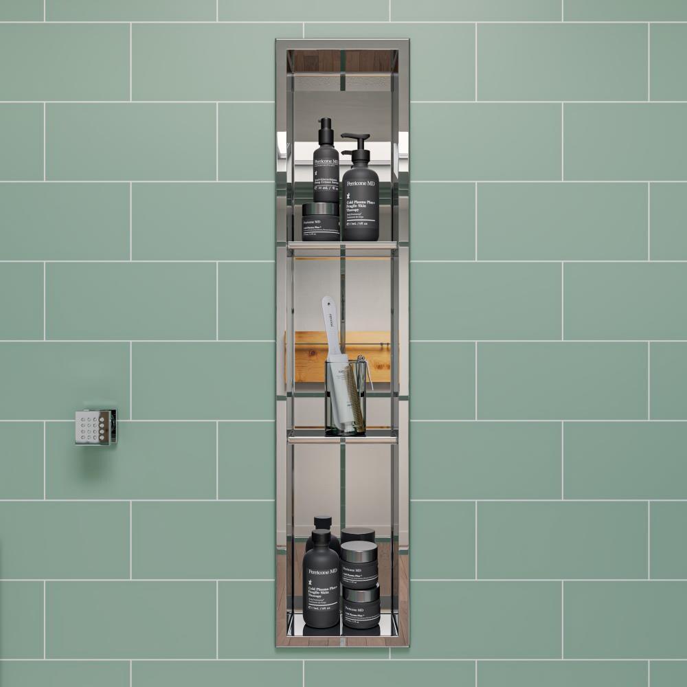 Vertical Stainless Steel Triple Shower Niche