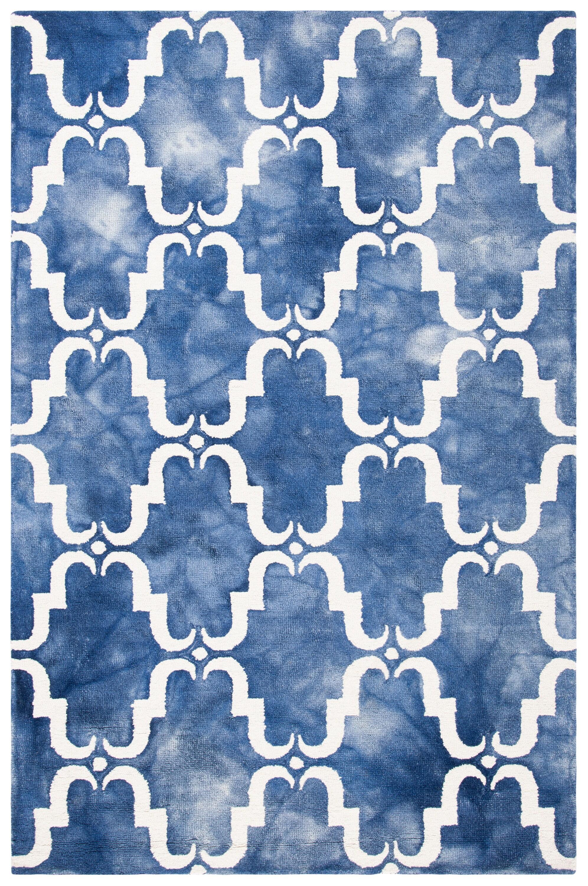 Dip Dye DDY536 Hand Tufted Indoor Area Rug - Navy/Ivory - 5'x8' - Safavieh