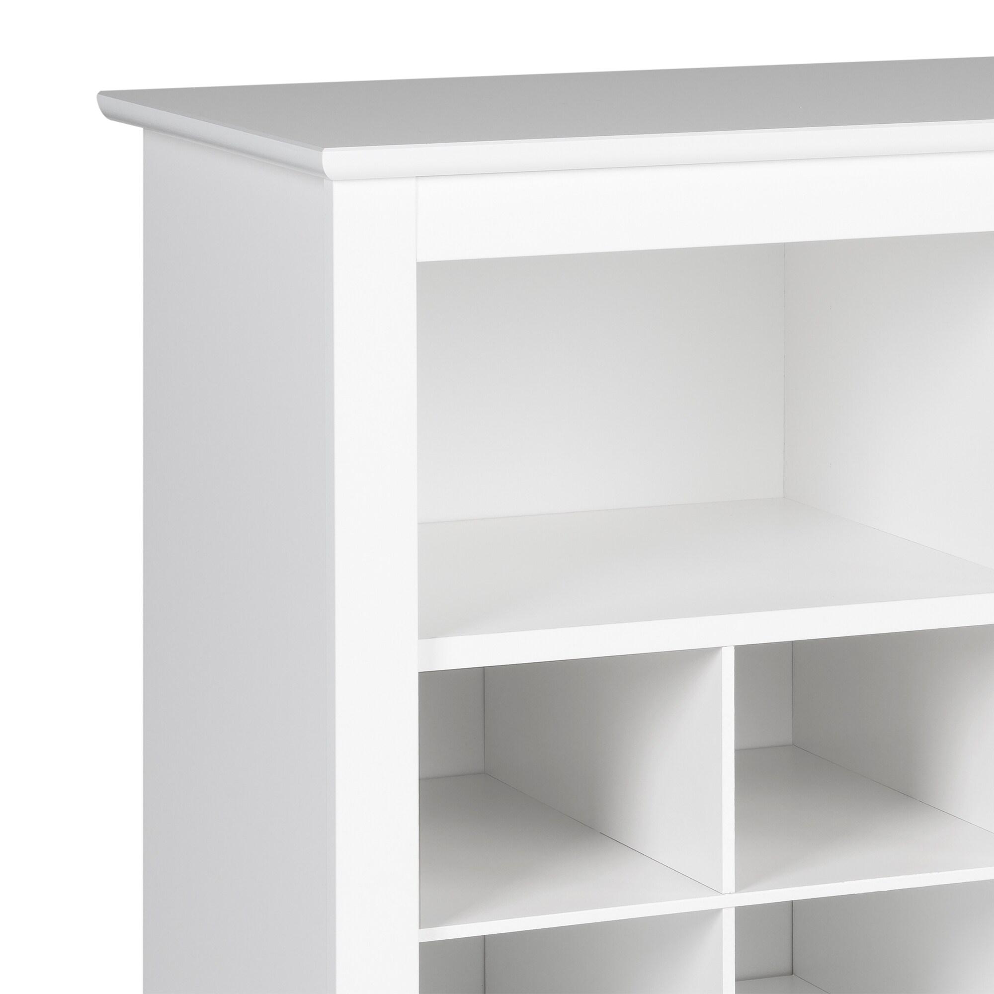 60" Entryway Shoe Cubby Console White - Prepac: Freestanding MDF Storage Bench, Holds 32 Pairs