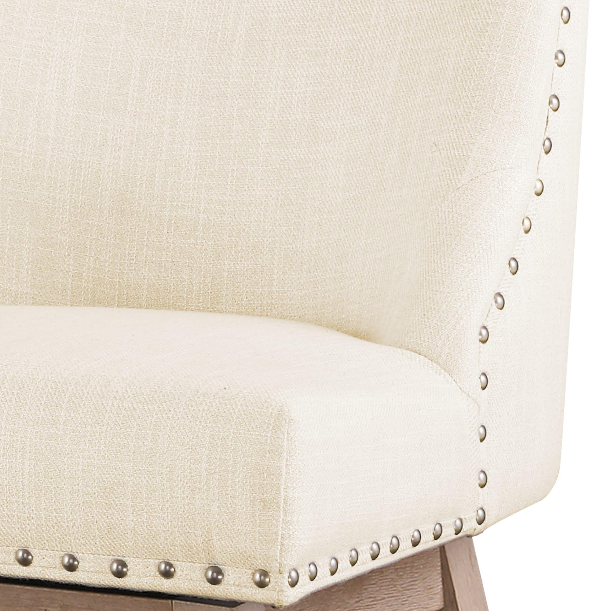 LUE BONA Set of 2 Beige 26-in H Counter height (24-in to 27-in) Square Seat Upholstered Swivel Wood Back Bar Stool Back