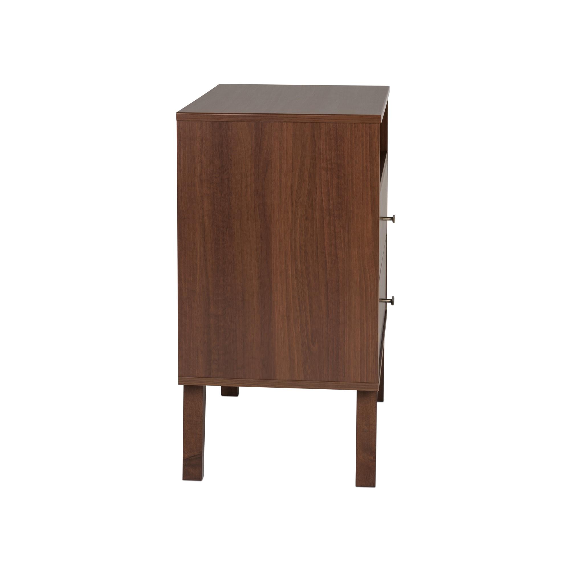 Prepac Milo Mid-Century Modern 2 Drawers Tall Nightstand with Shelf Cherry: Laminated, MDF, Metal Hardware