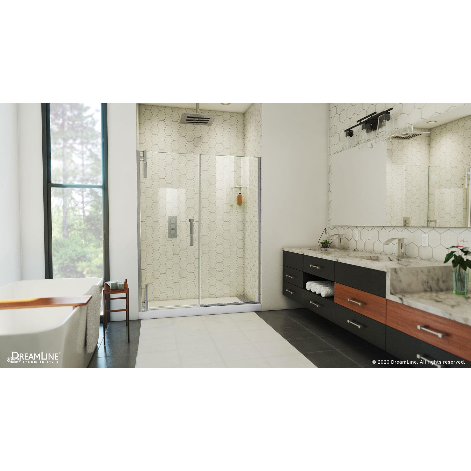 DreamLine Ascend 56-57 in. W x 72 in. H Frameless Pivot Shower Door