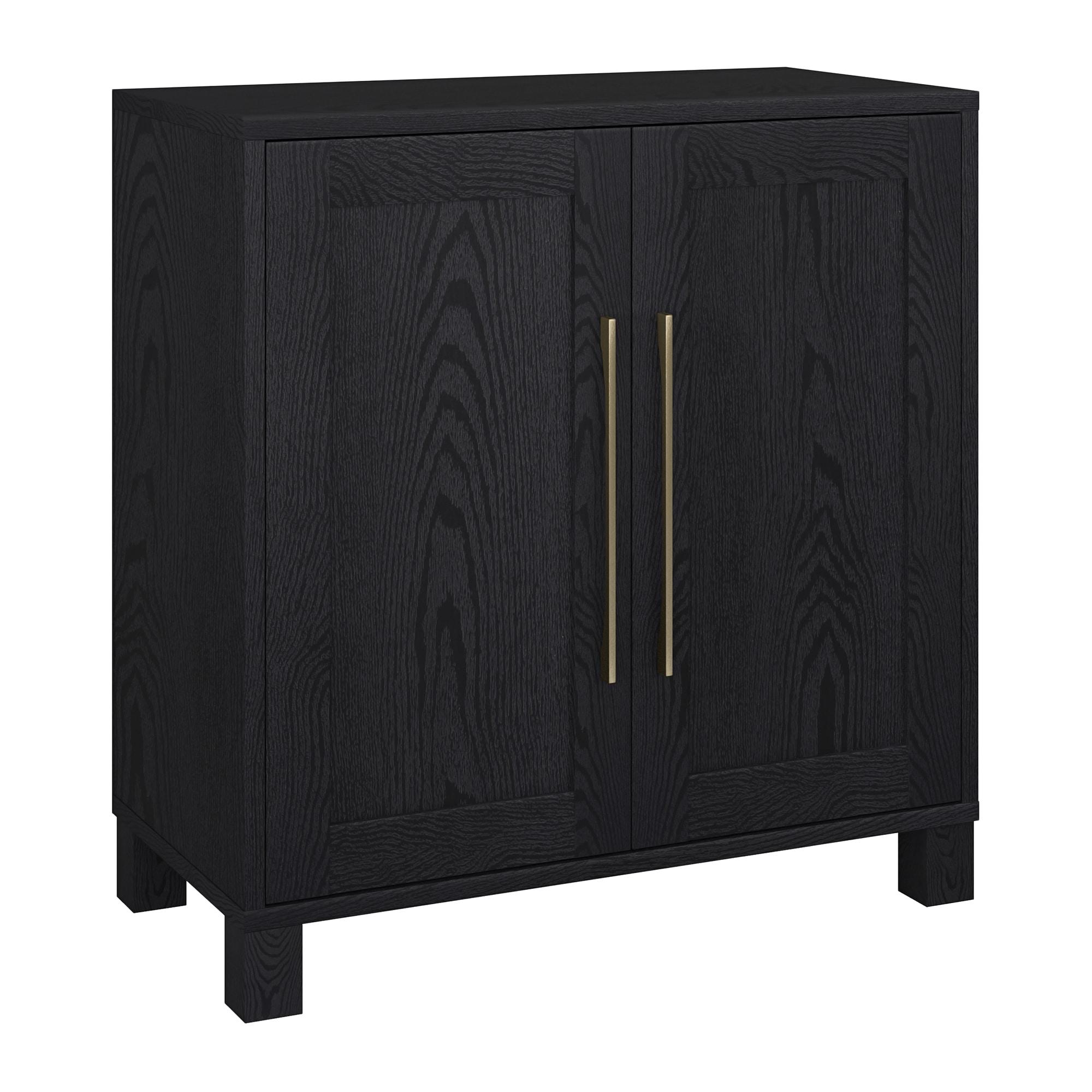 Evelyn&Zoe Chabot 28" Wide Rectangular Accent Cabinet, Black Grain