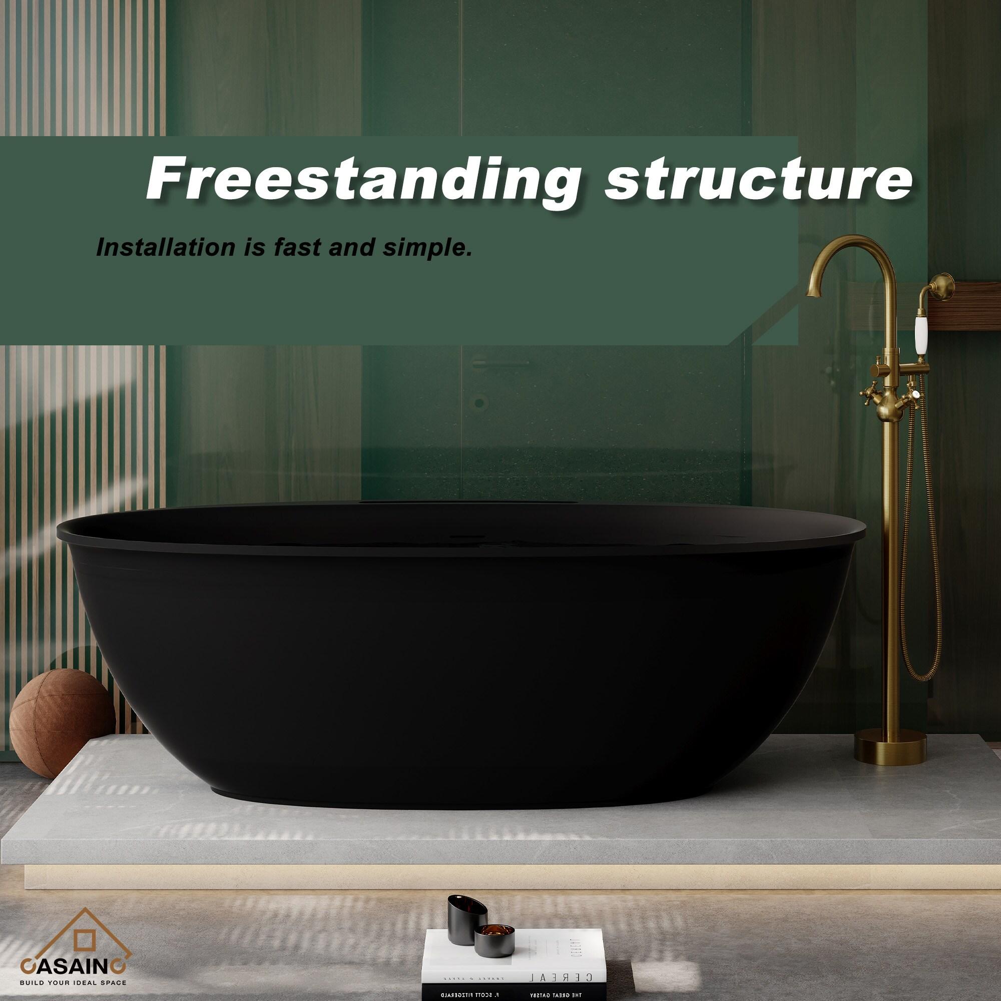 Coral Way 67'' x 34'' Solid Surface Stone Freestanding Soaking Bathtub