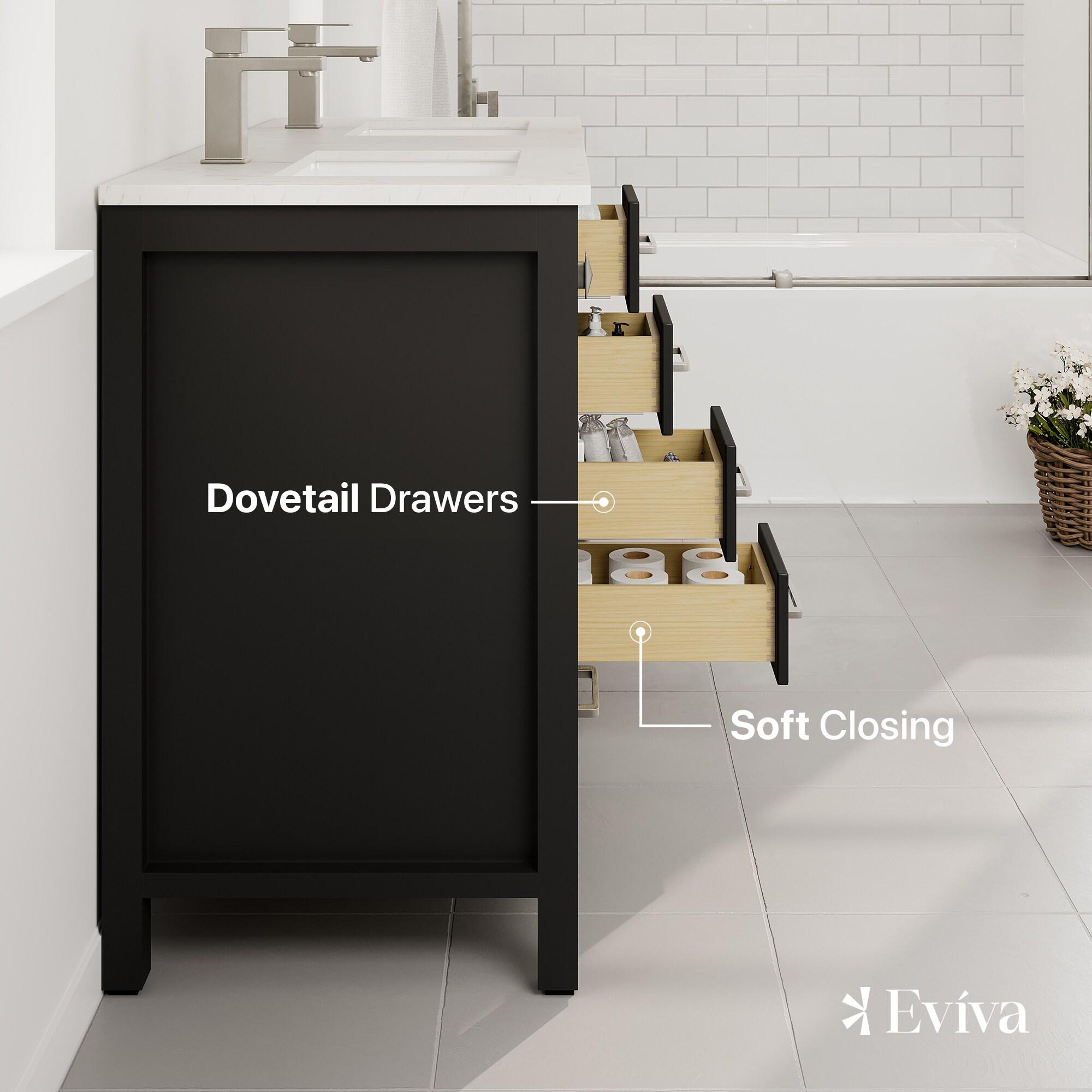 Eviva Eviva London 48"W X 18"D Double Sink Bathroom Vanity With White Carrara Quartz Countertop