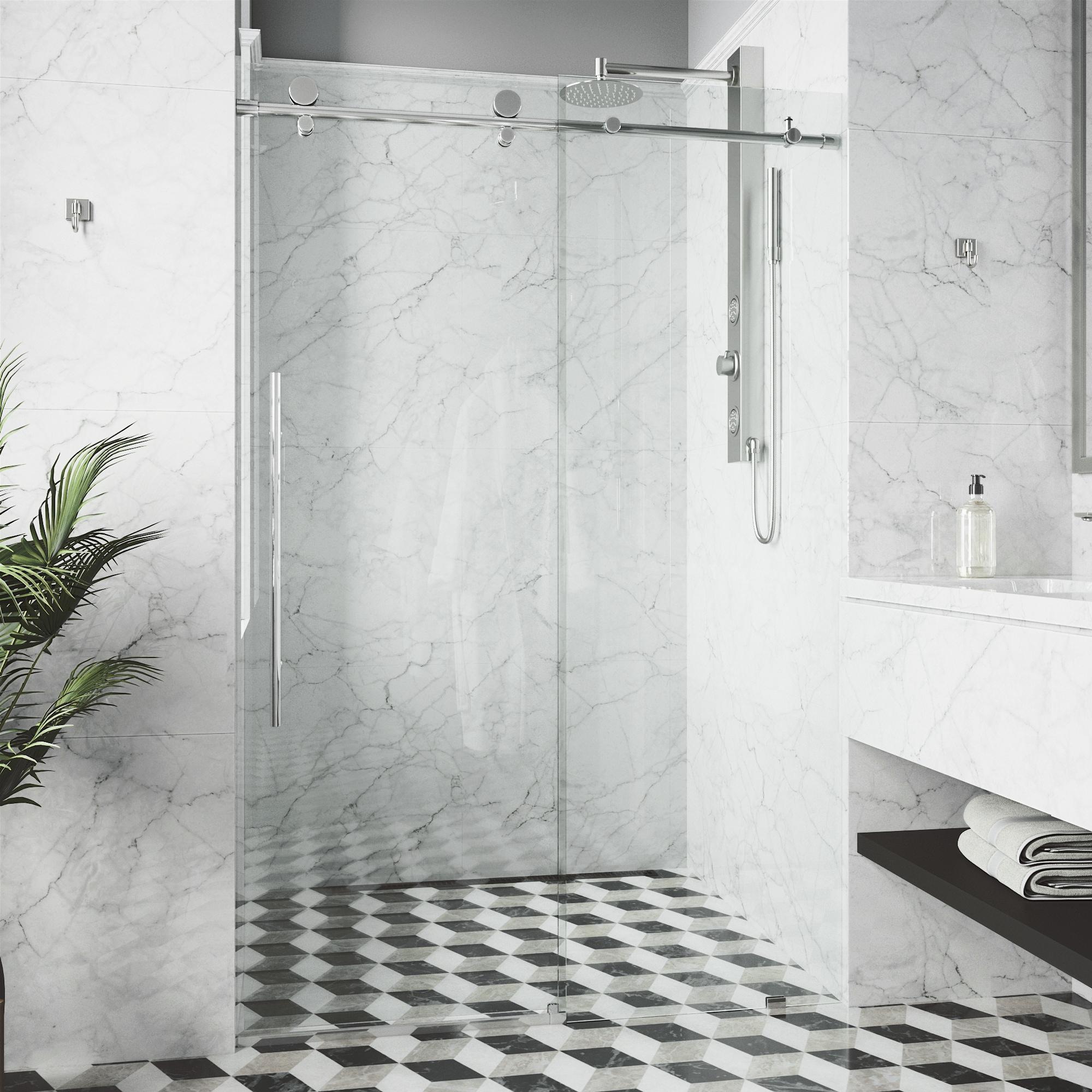 Elan E-Class 44-48" W x 76" H Sliding Frameless Shower Door with 3/8" Clear Glass