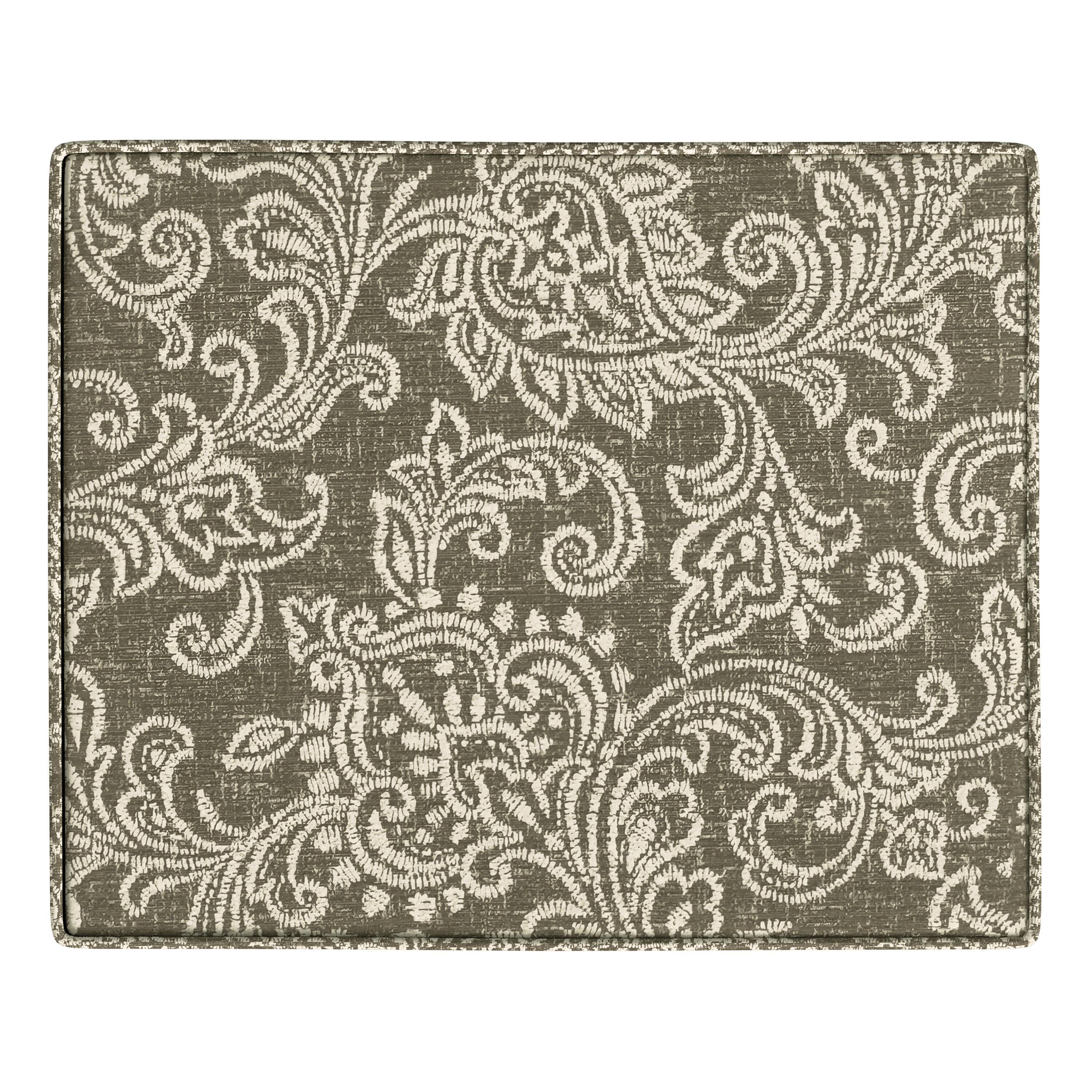 HomePop Medium Storage Ottoman Brown : Upholstered Footstool, Floral Pattern, Hardwood Frame