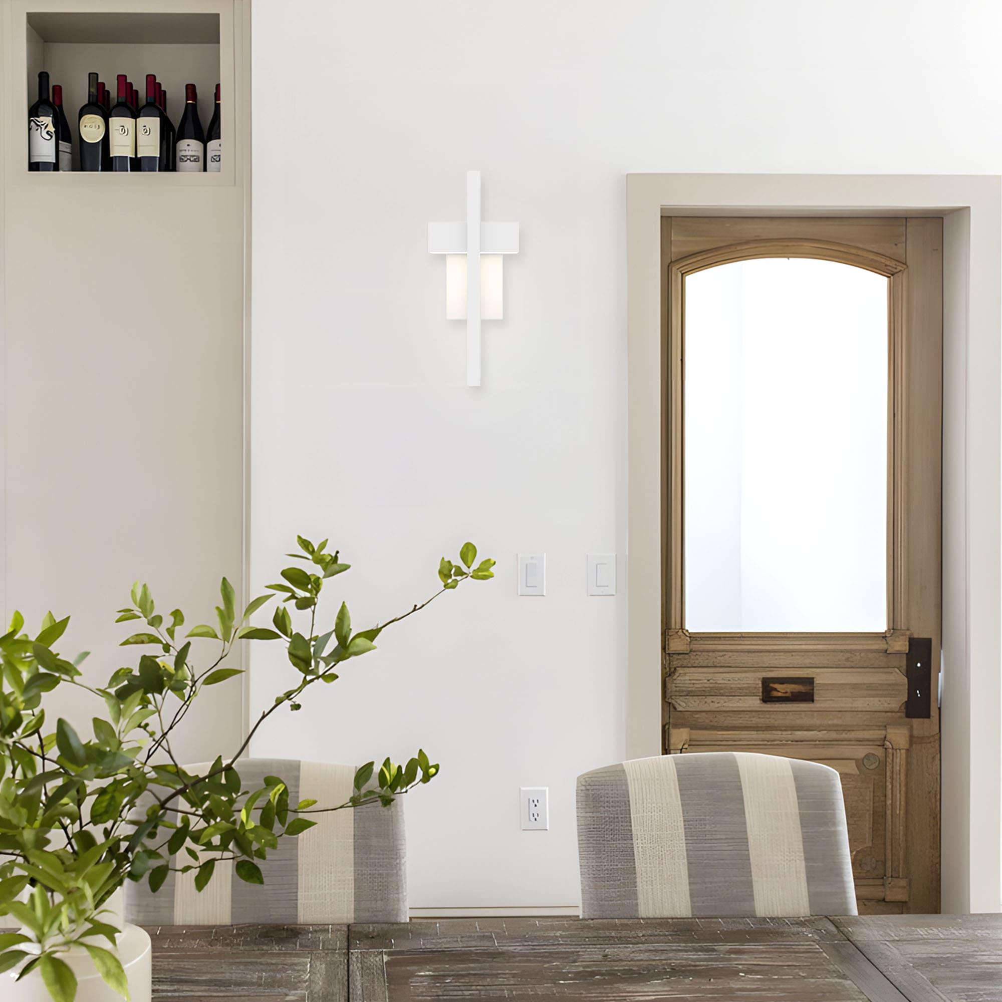 LamQee 2 Packs Modern Outdoor Wall Lights 3000K Integrated LED Outdoor Wall Sconces Lighting, Contemporary Exterior Lighting Fixtures Outside Wall Mount Lights for House Porch Door Garage, Matte White