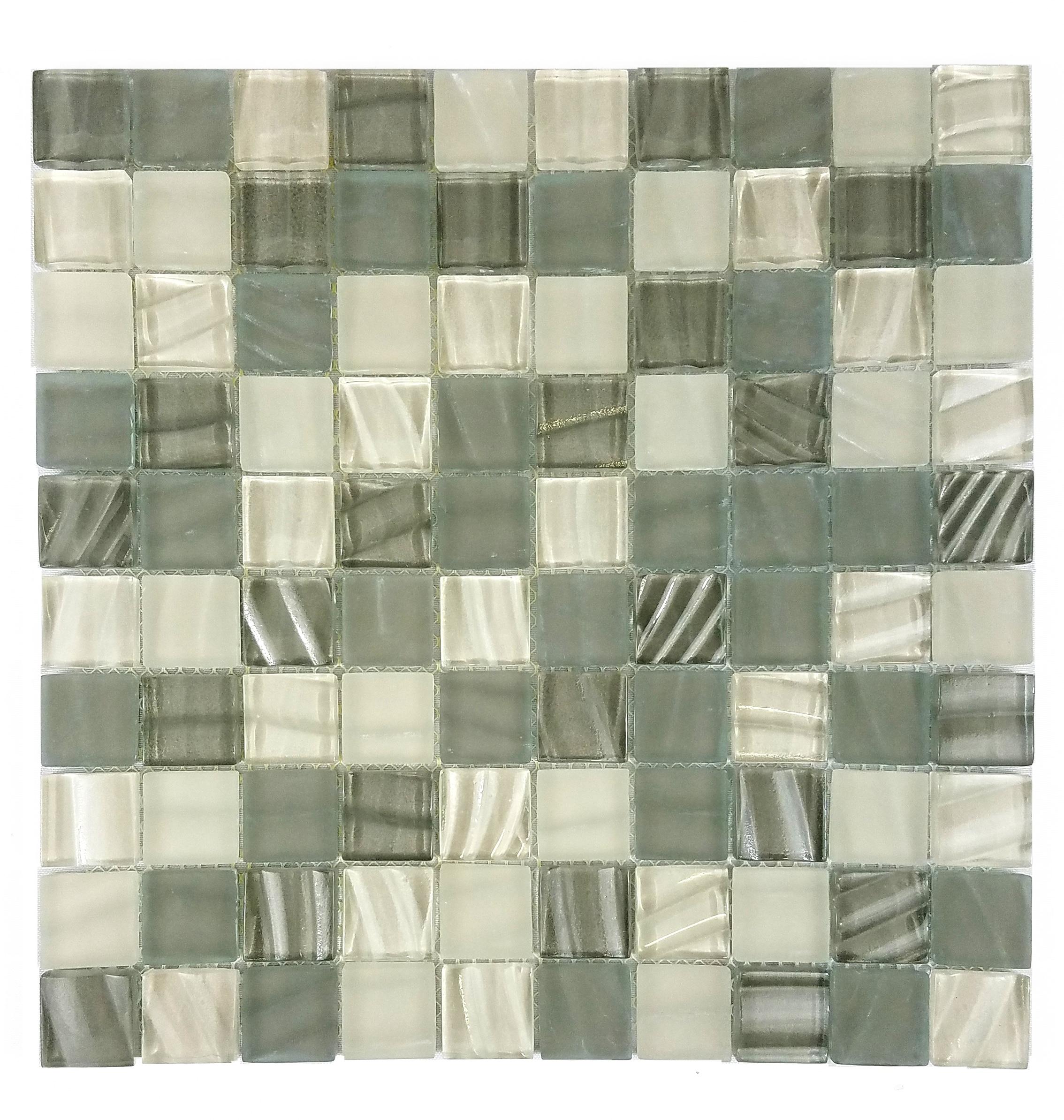 New Era 12 in.x 12 in. Textured Glass Straight Edge Square Mosaic Wall & Pool Tile