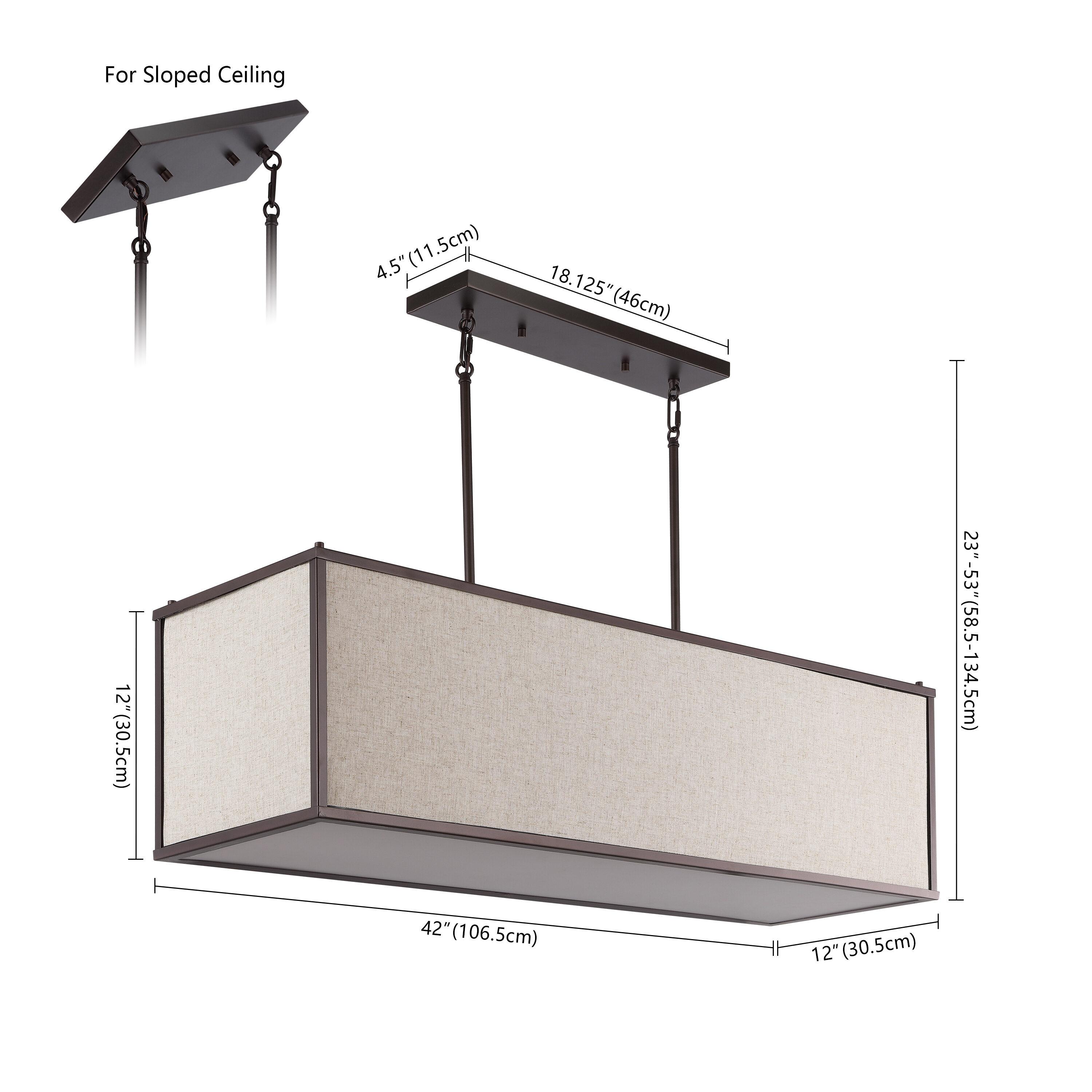 JONATHAN Y JYL1312A Cole 42" 4-Light Rectangular Linen Iron Linear LED Pendant, Farmhouse, Industrial, Coastal, Contemporary, Modern, Minimalist for Bedroom, Living Room, Office, Oil Rubbed Bronze