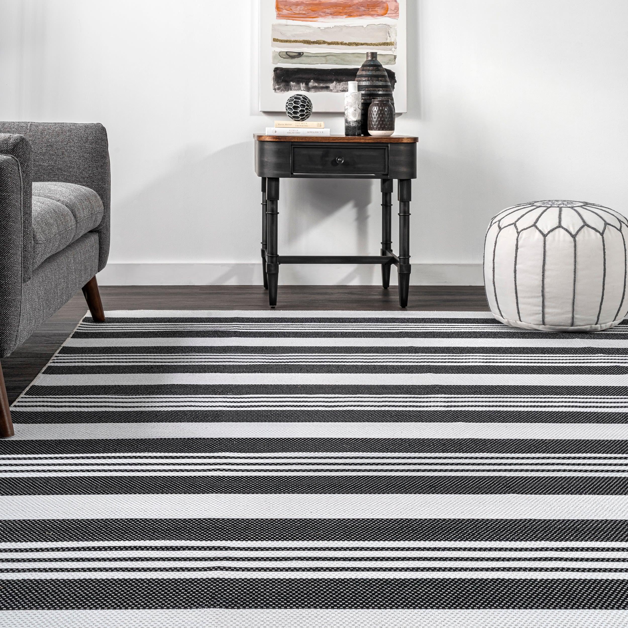 Nuloom Lena Pet Friendly Machine Washable Striped Area Rug, 3' x 5', Charcoal