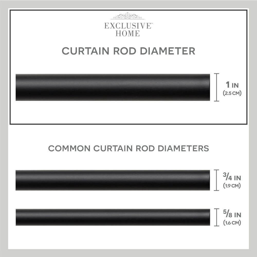 Exclusive Home 66"-120" Duke Curtain Rod - Matte Black: Iron, Single Rod, 25 lb Capacity, Rounded Cap Finial