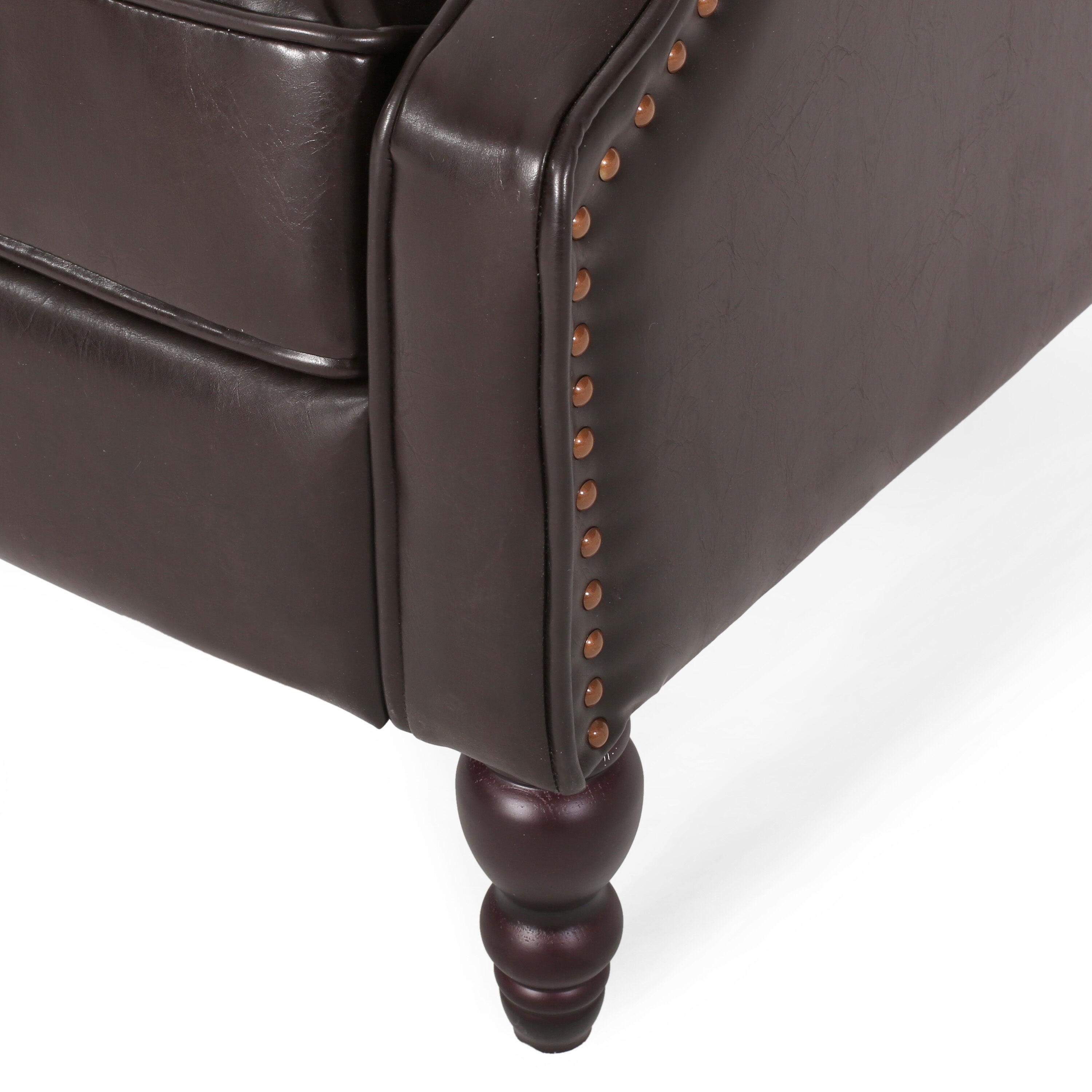 Walter Brown Bonded Leather Recliner Club Chair - Christopher Knight Home: Comfortable Seating, 250lb Capacity