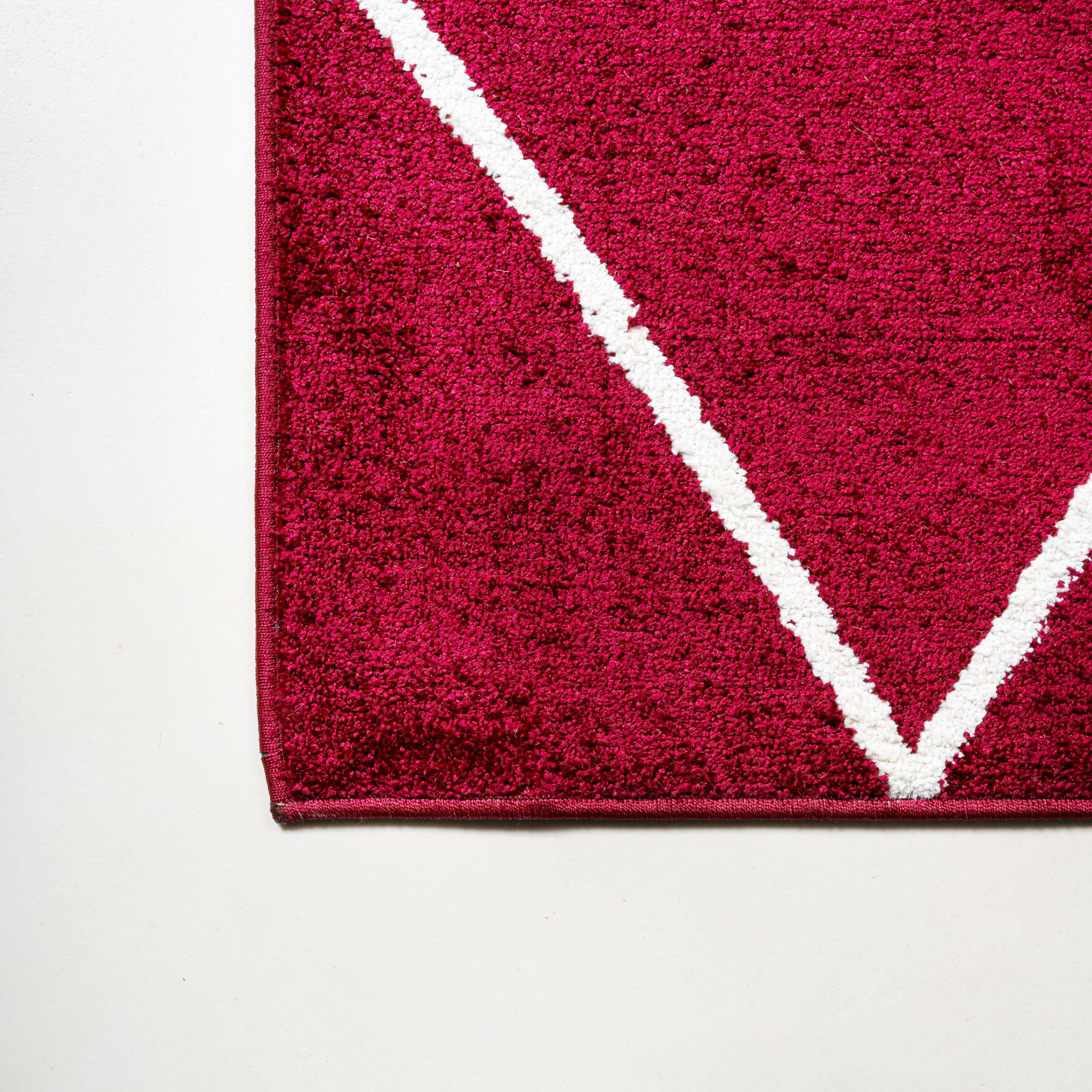 4'x6' Cole Minimalist Diamond Trellis Area Rug, Red/White - JONATHAN Y
