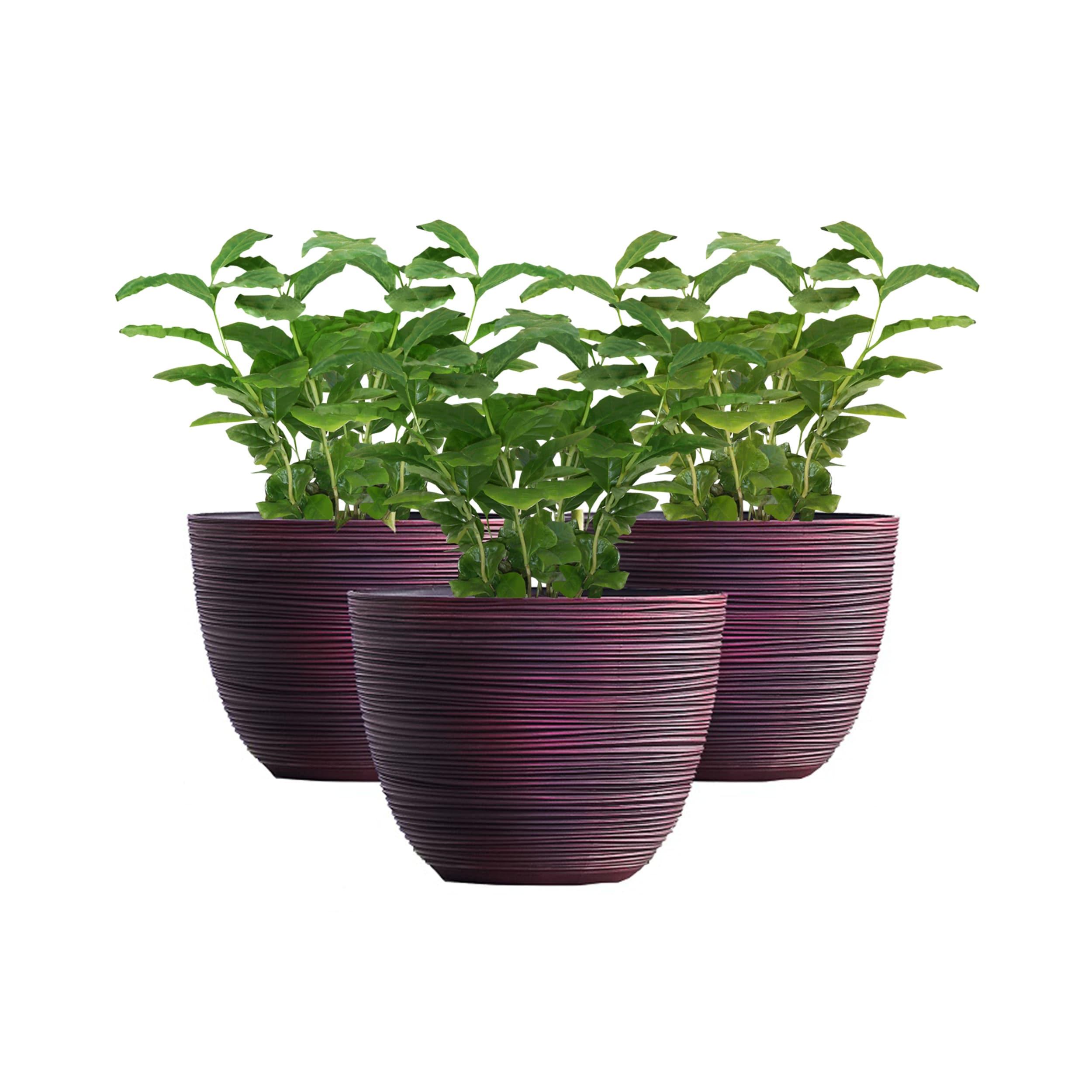 XBrand Modern Nested Round Textured Indoor Outdoor Pot Planter, Set of 3, 12 Inch Tall,