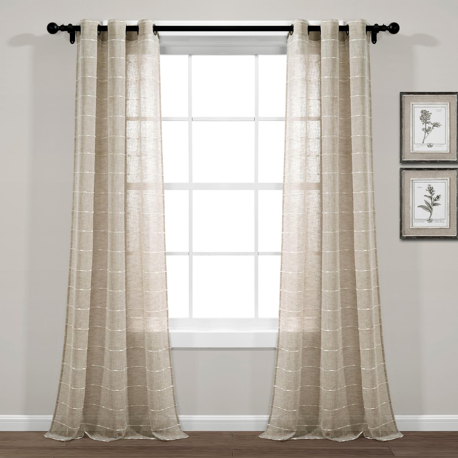 Farmhouse Textured Sheer Polyester Sheer Curtain Pair (Set of 2)