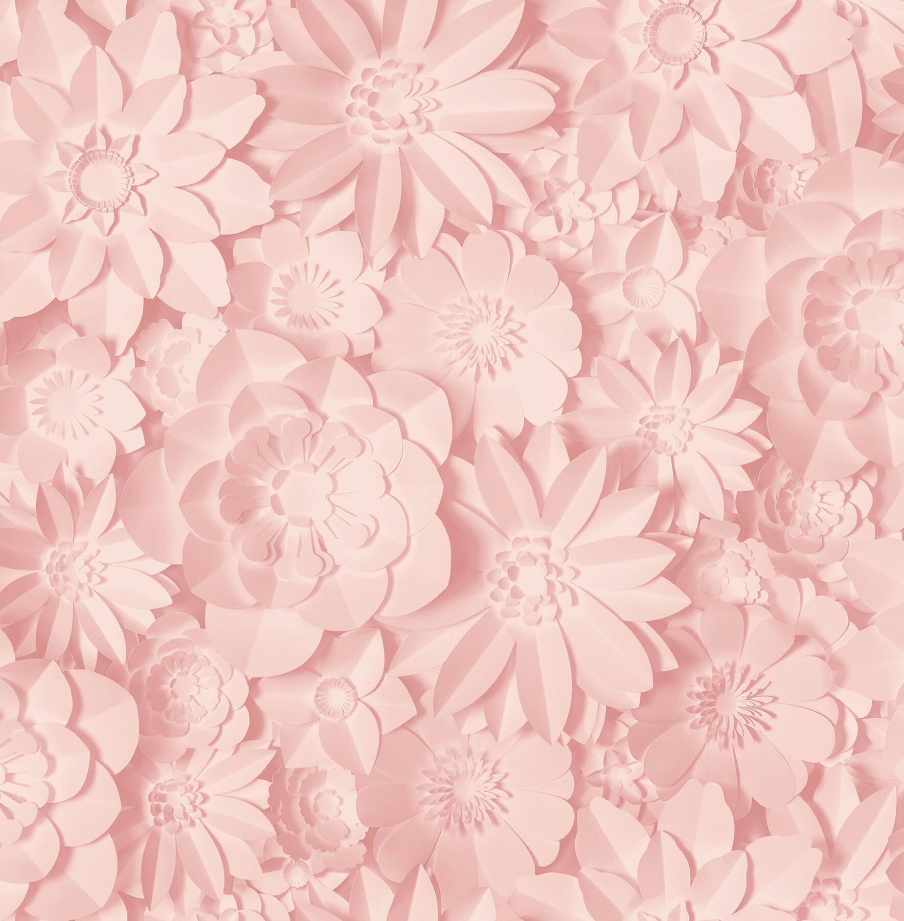 Dacre Pink 3D Floral Unpasted Paper Wallpaper, 20.5-in by 33-ft