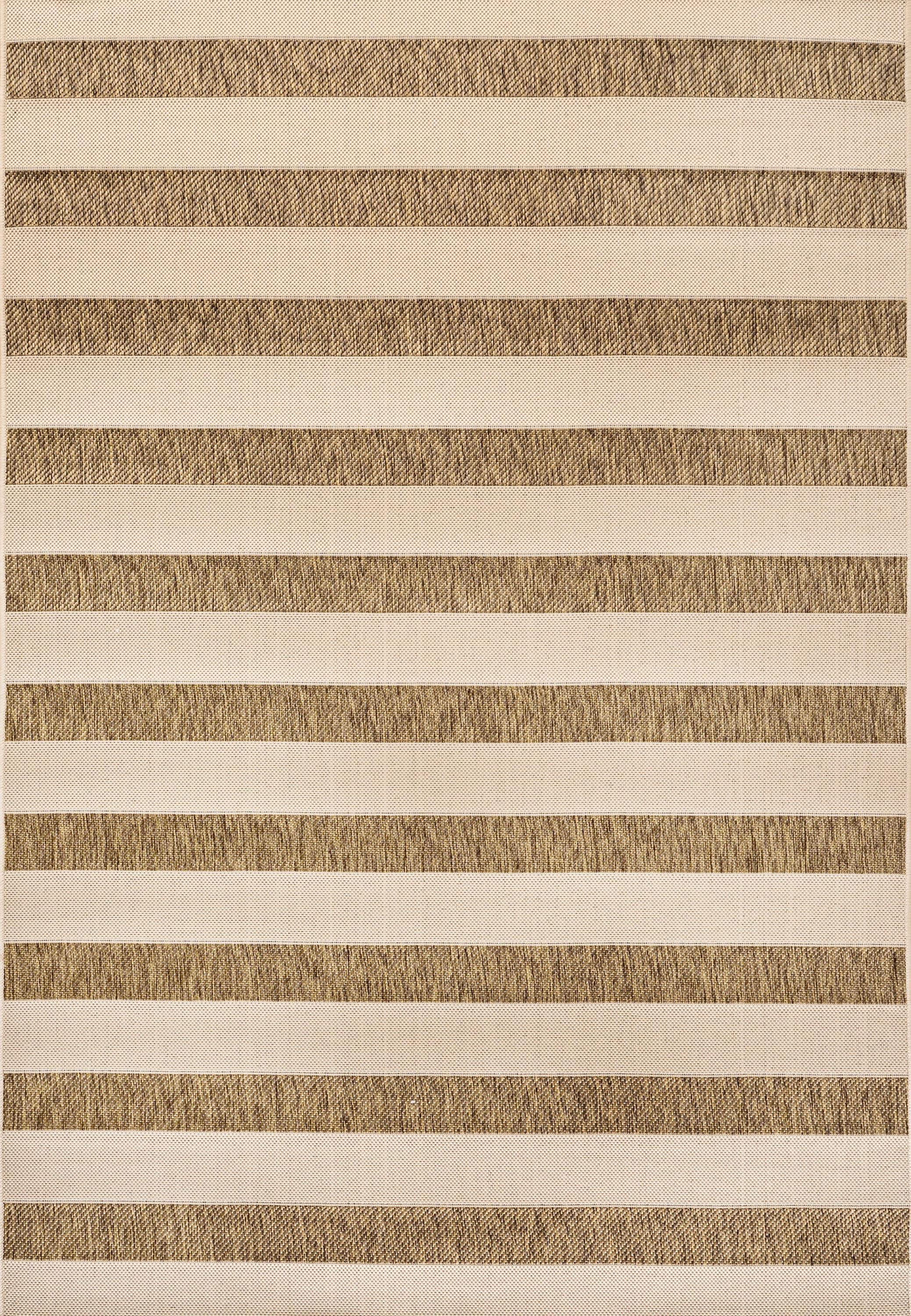 8'x10' Aveiro Wide Stripe Indoor/Outdoor Area Rug, Beige/Brown - JONATHAN Y