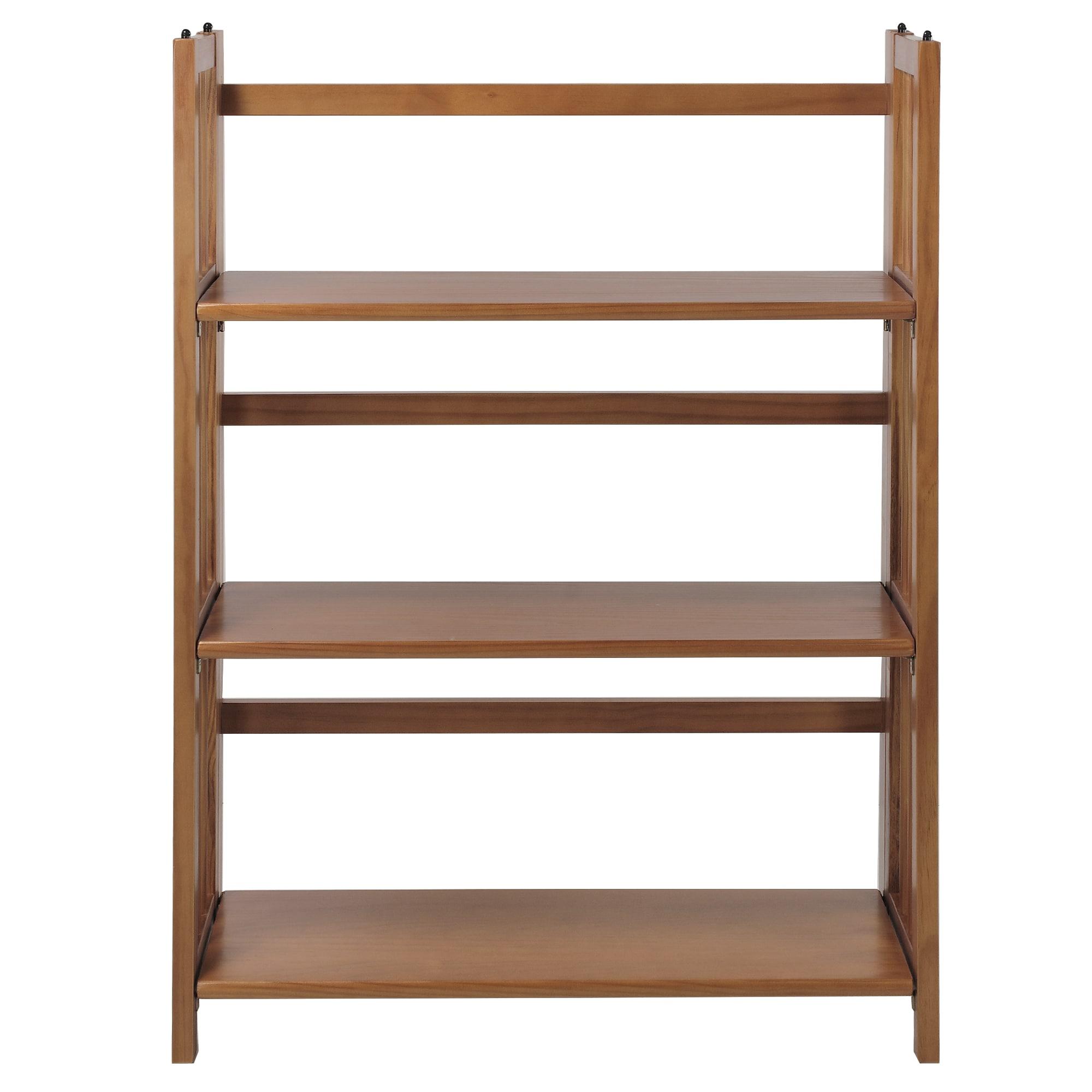3 Shelf Folding Stackable Bookcase, 27.5" Wide, Espresso