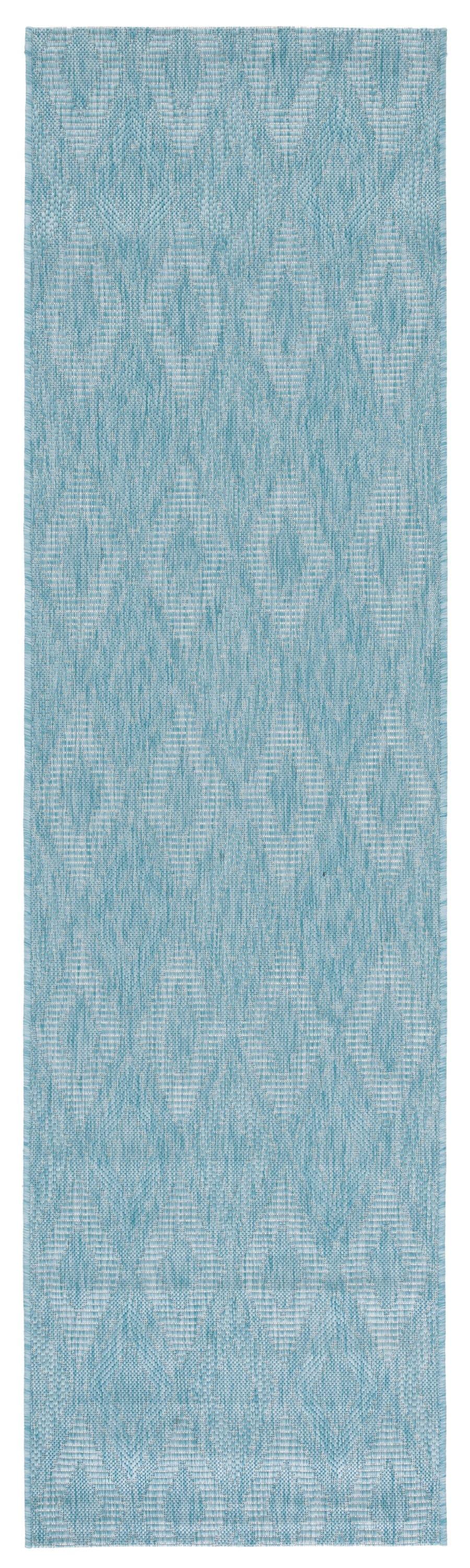 SAFAVIEH Courtyard Teodor Geometric Diamonds Indoor/Outdoor Runner, 2'3" x 10', Aqua