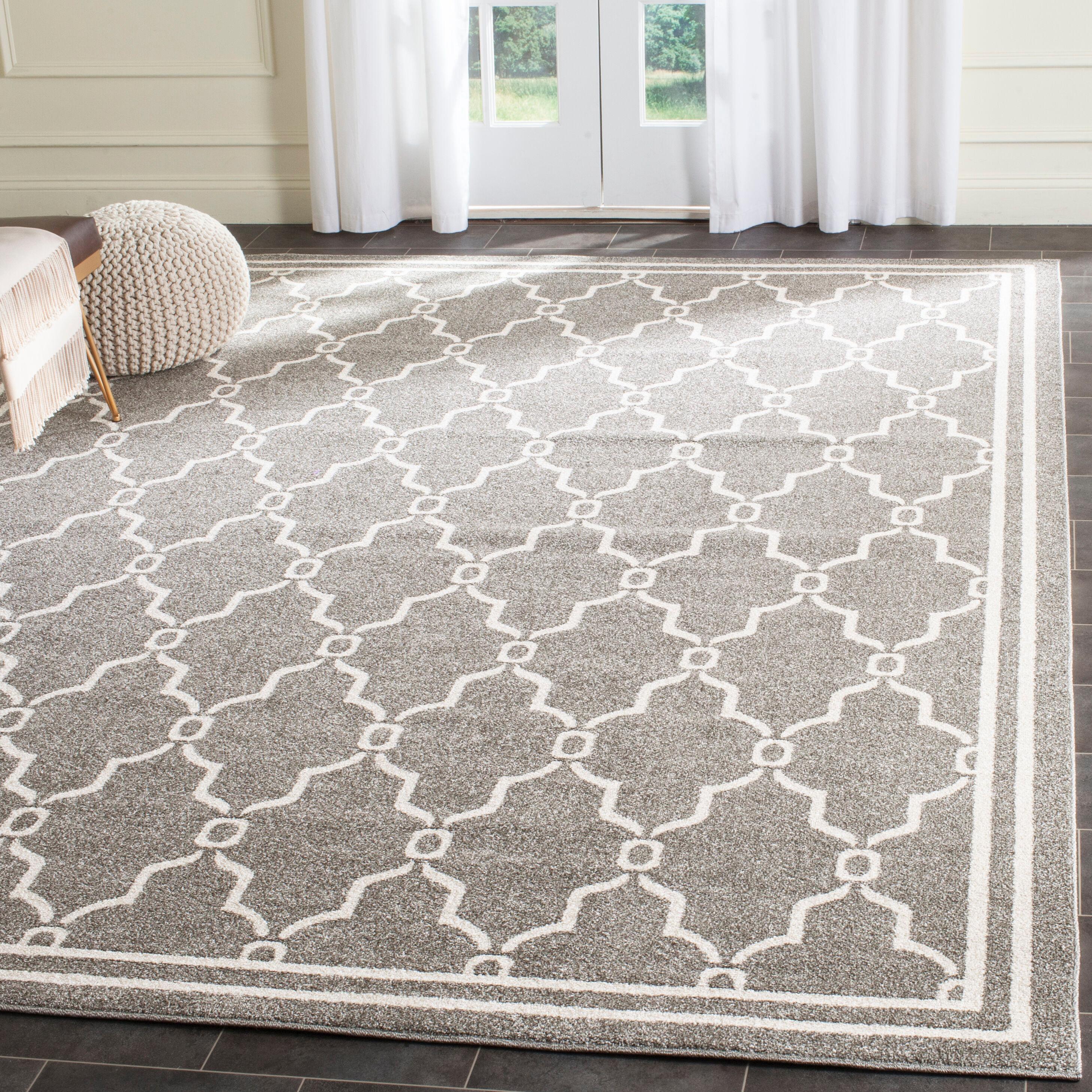 Amherst AMT414 Power Loomed Indoor Area Rug - Dark Grey/Beige - 8'x10' - Safavieh