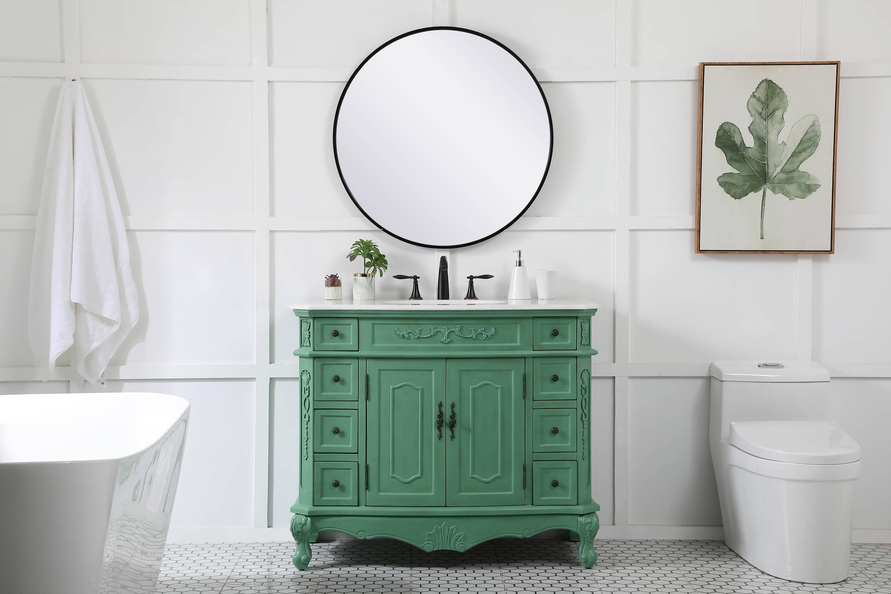 Elegant Decor Danville 42" Solid Wood Single Bathroom Vanity in Vintage Mint
