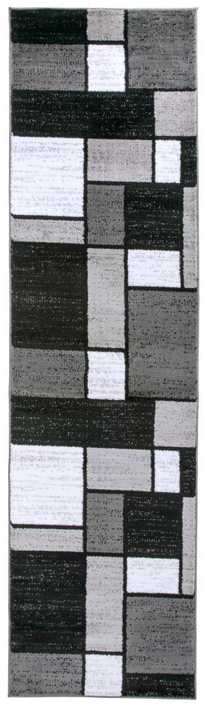 World Rug Gallery Contemporary Modern Boxed Color Block Gray 2'x10' Runner Rug:  Indoor,  Low Pile,  Stain-Resistant,  Area Rugs