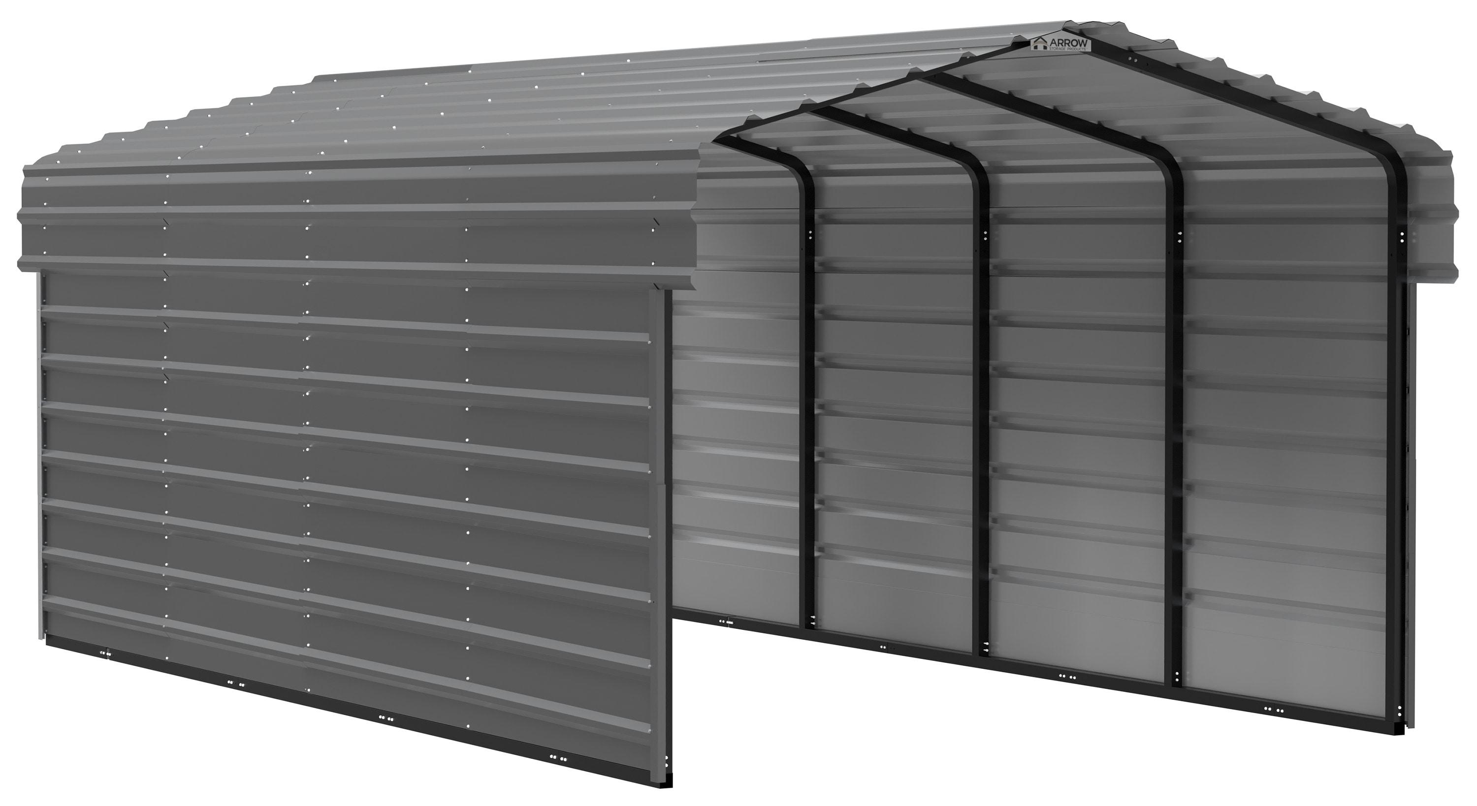 Arrow 10 ft Eggshell Carport with 2-sided Enclosure