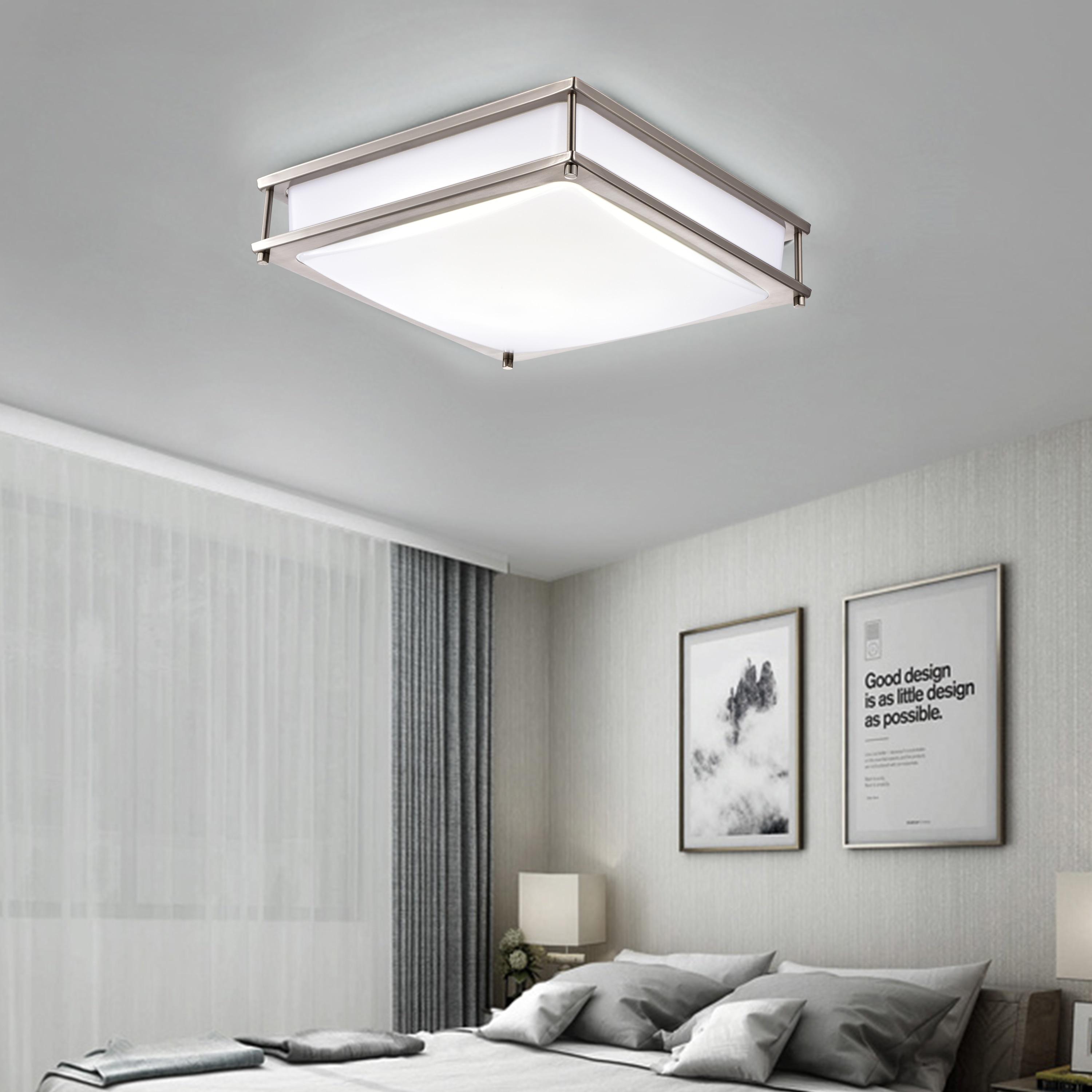 C Cattleya Brushed Nickel LED Flush Mount Light Dimmable 23W Selectable 3000K 4000K 5000K