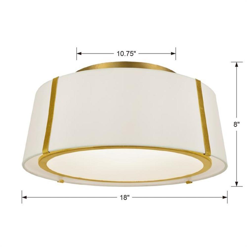 FUL-905-GA-Crystorama Lighting-Fulton - Three Light Flush Mount in Traditional and Contemporary Style - 18 Inches Wide by 8 Inches High-Antique Gold