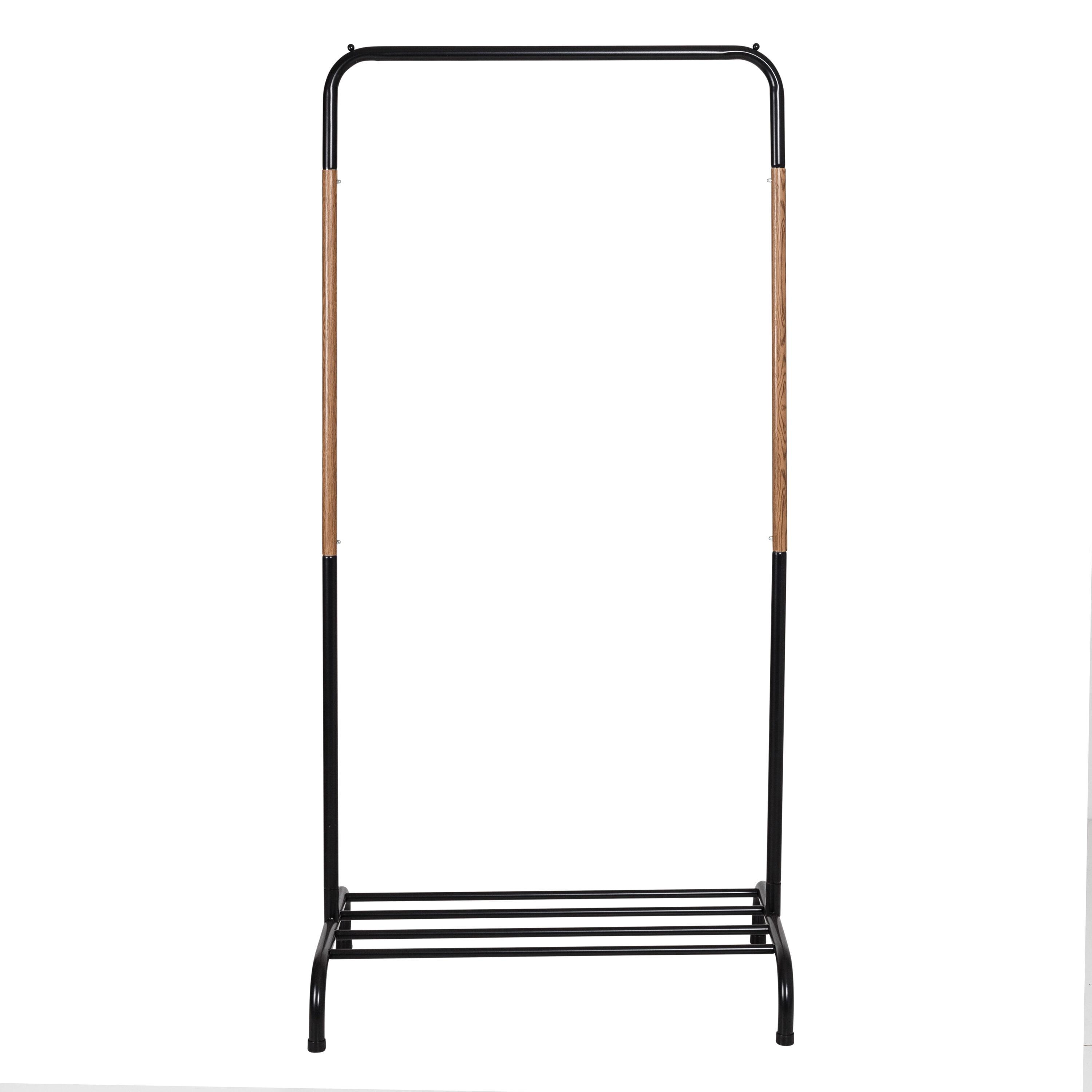 Honey-Can-Do Single Garment Rack Black: Powder-Coated Steel Closet Hanging Rack, Fixed Rod, 30 lb Capacity