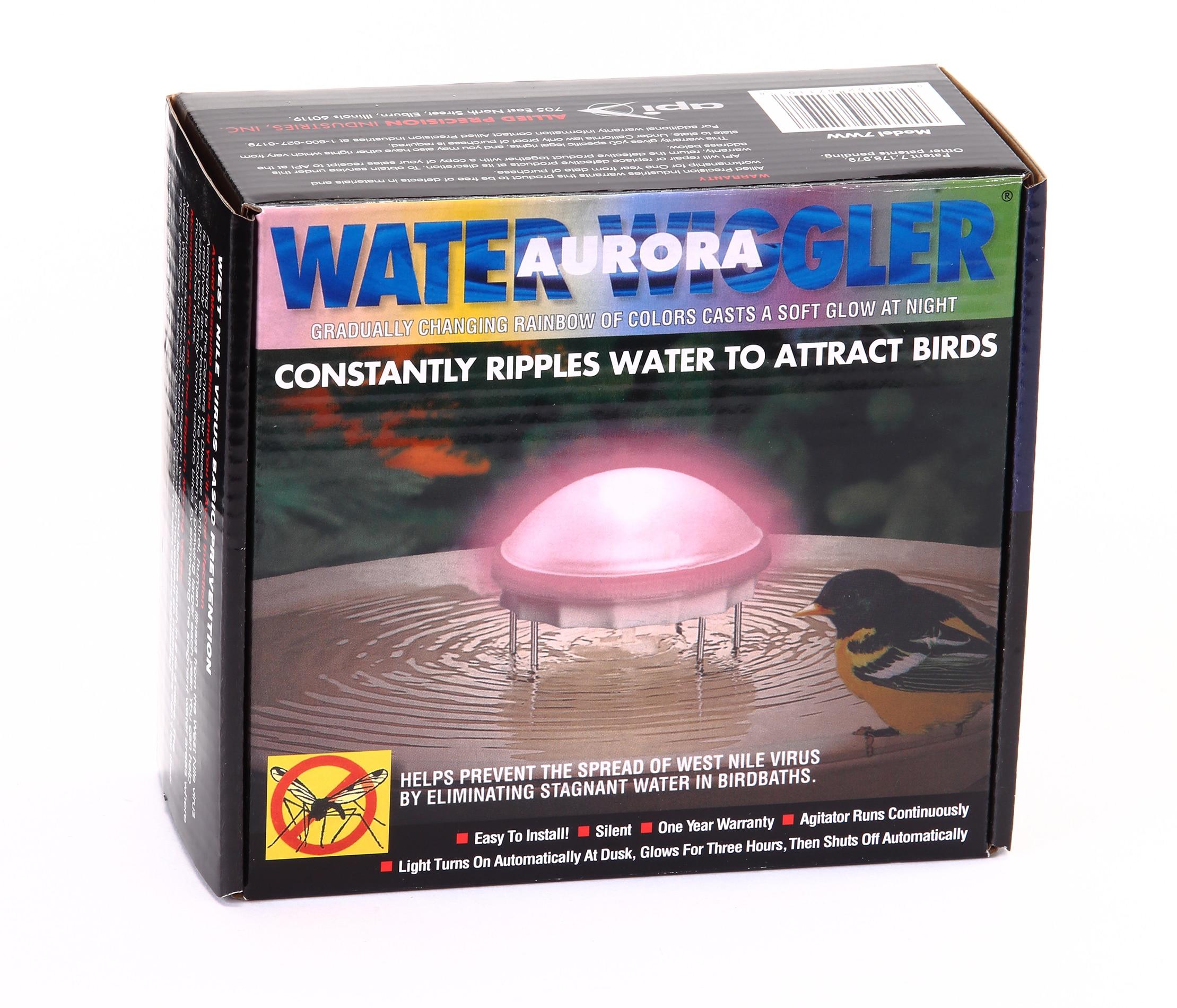 Water Wiggler Bird Bath Water Agitator, Includes Rainbow Night Light