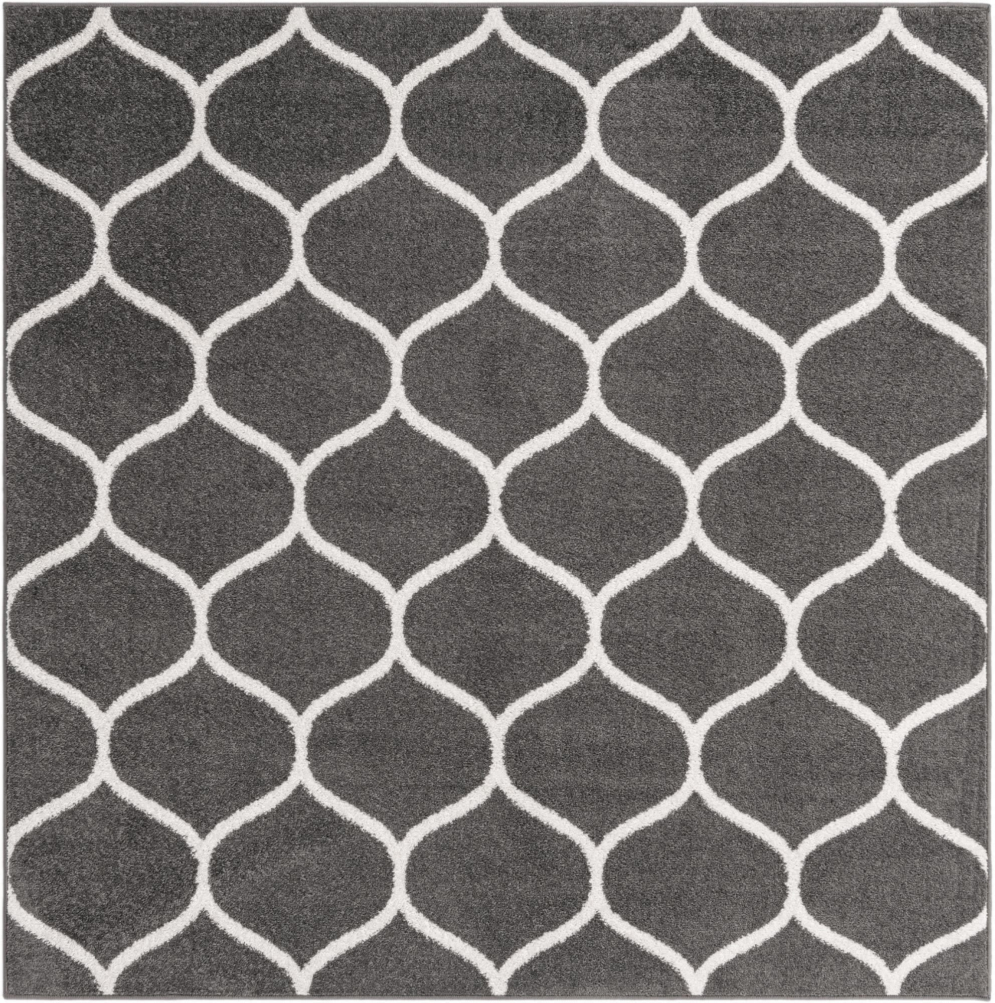 Unique Loom 5' 0 x 5' 0 Trellis Frieze Rounded Dark Gray Area Rug