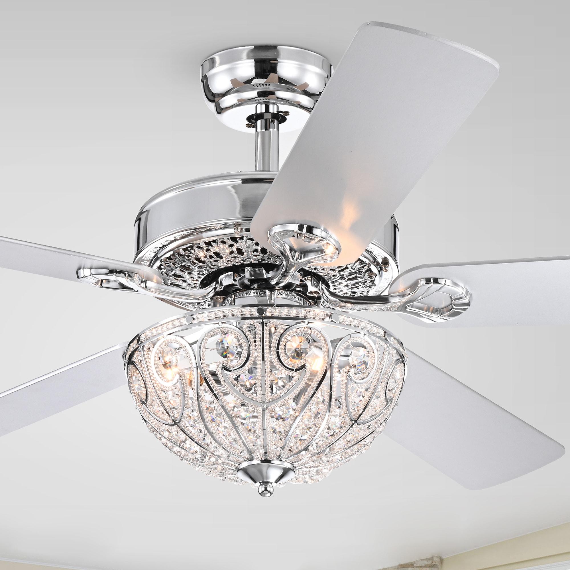 Matte Gold and Silver 30" Ceiling Fan with Crystal Chandelier