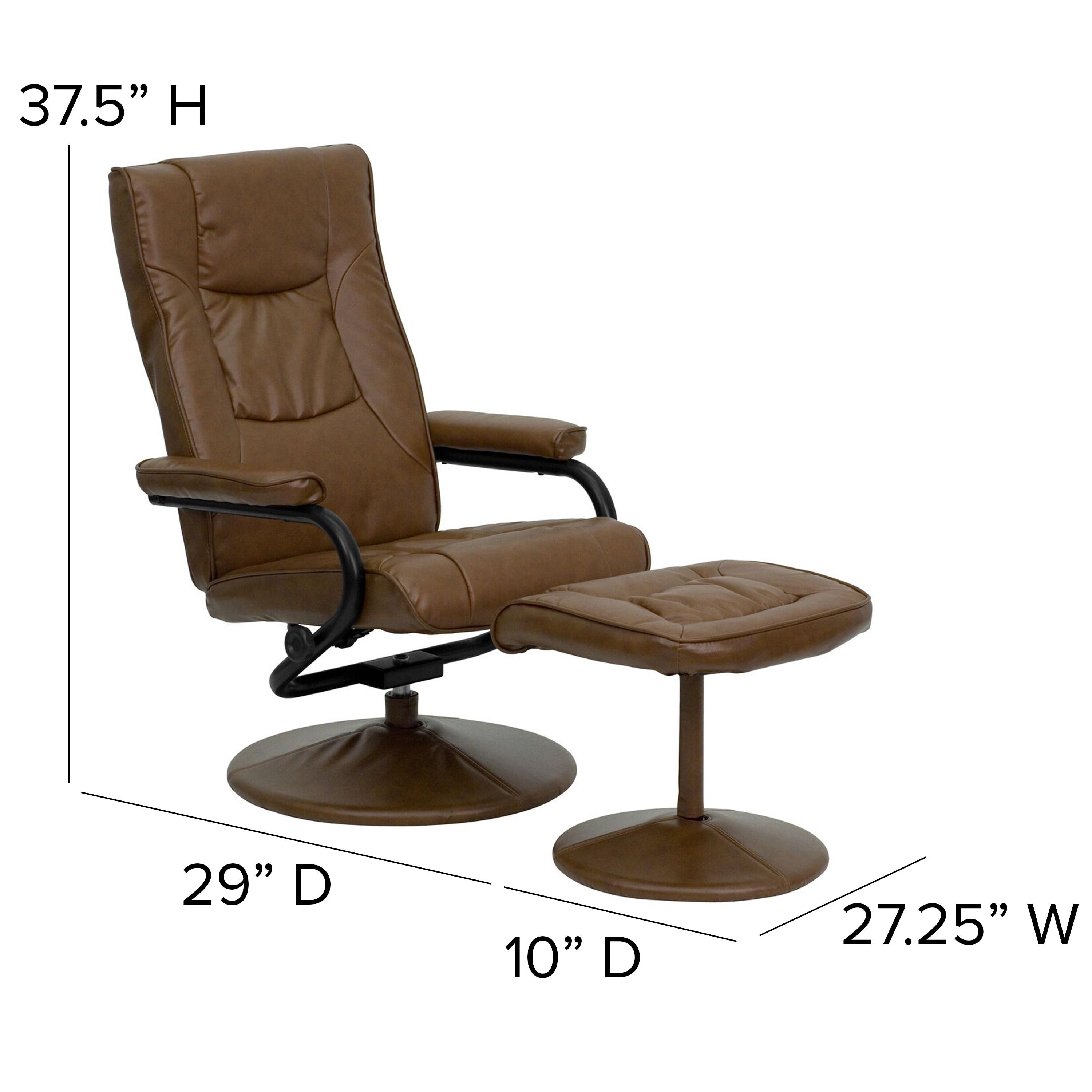 Flash Furniture Contemporary Multi-Position Recliner and Ottoman with Wrapped Base in Palimino LeatherSoft