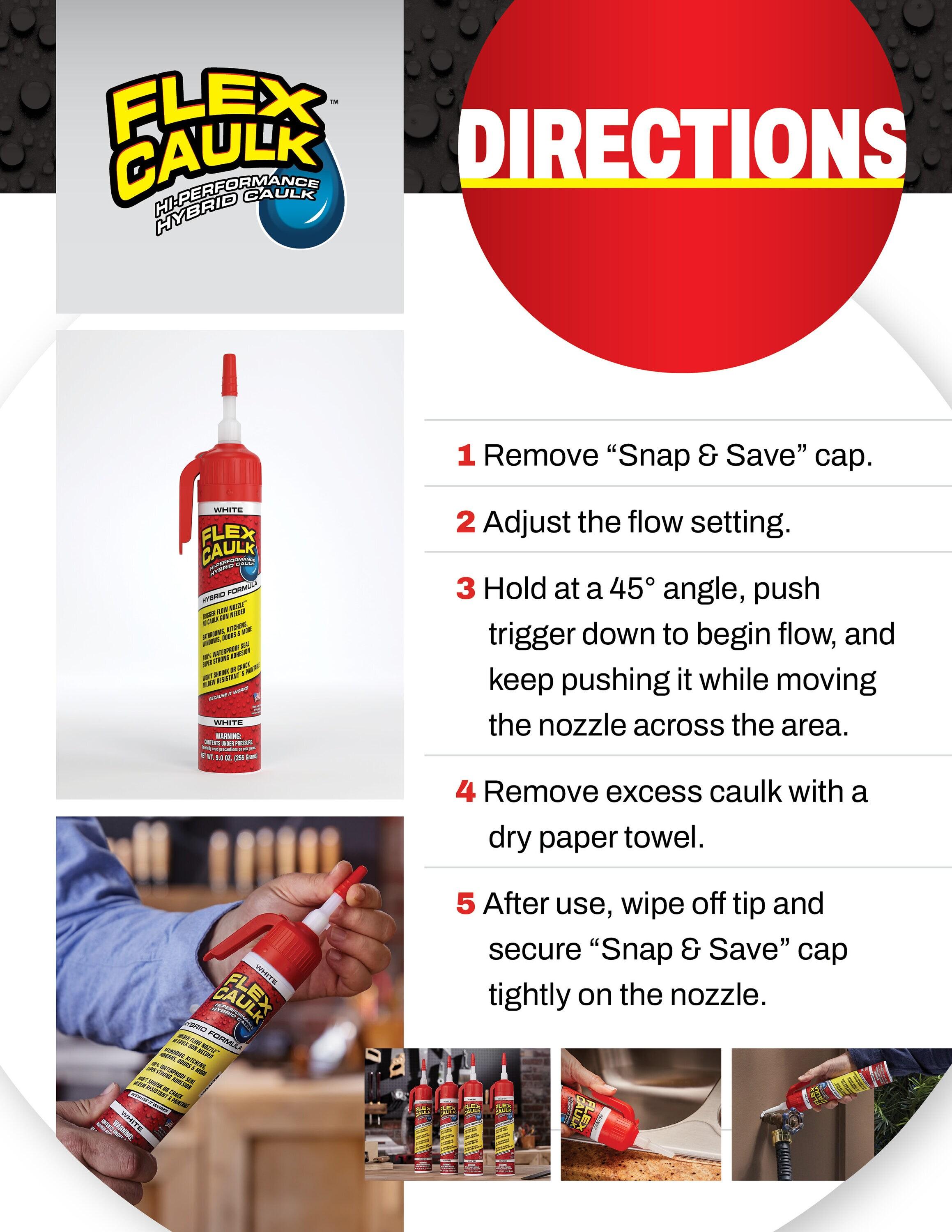 Flex Caulk All Purpose Clear 9 oz Pressurized Can, Trigger Flow Nozzle, No Caulk Gun Needed