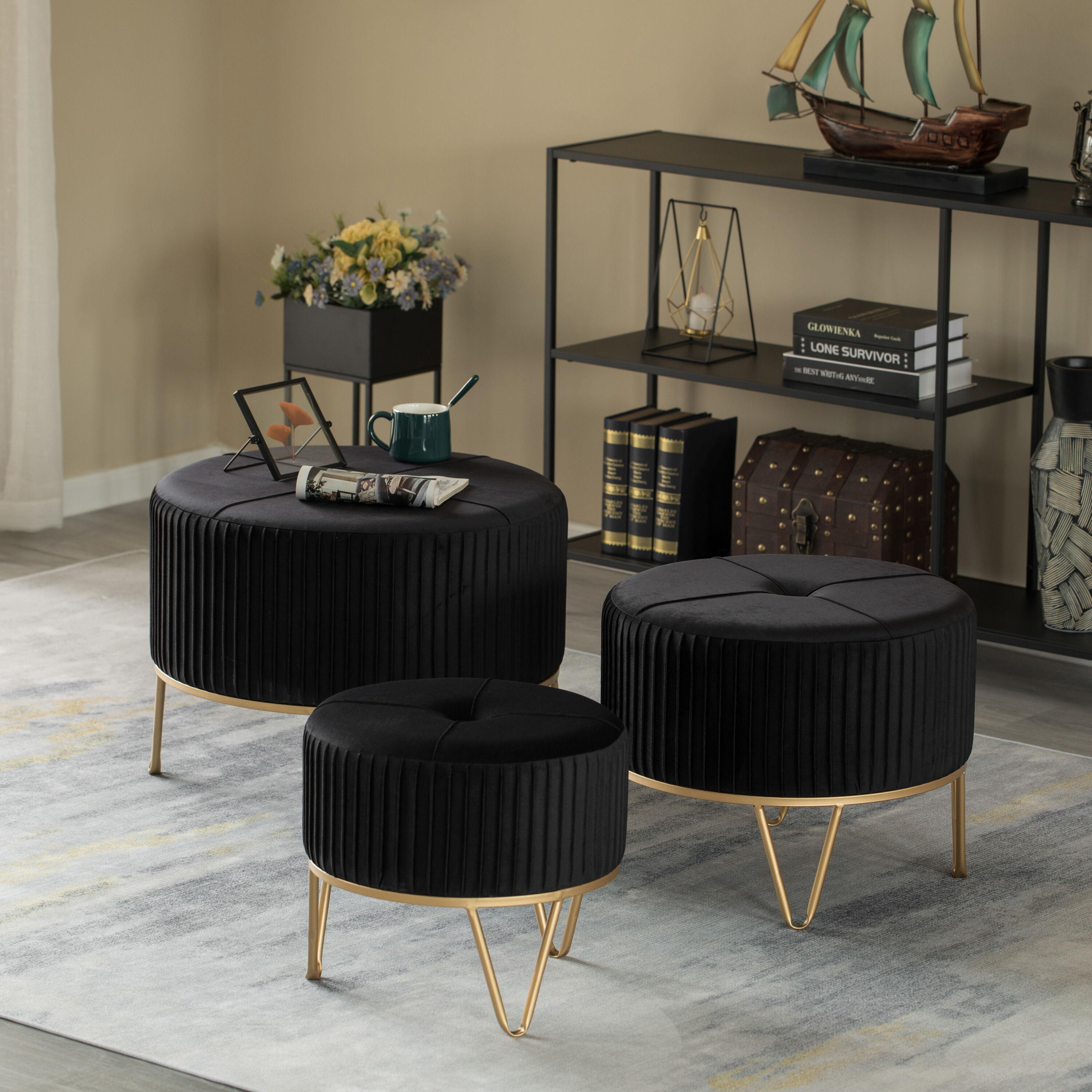 Everly Quinn Raiin Upholstered Ottoman