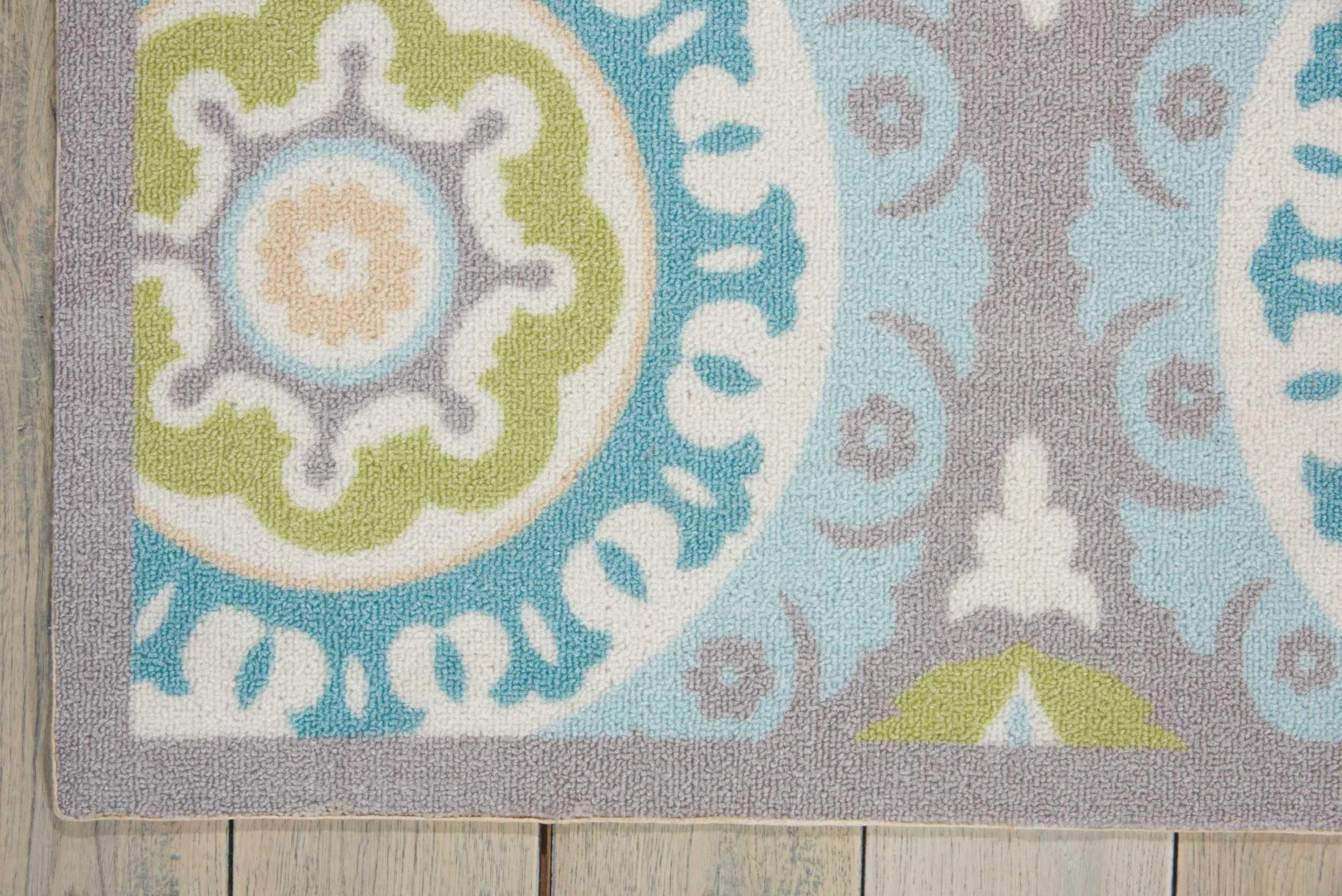 Waverly Sun & Shade "Solar Flair" Jade Indoor/Outdoor Area Rug by Nourison SND16 5'3" x 5'3"