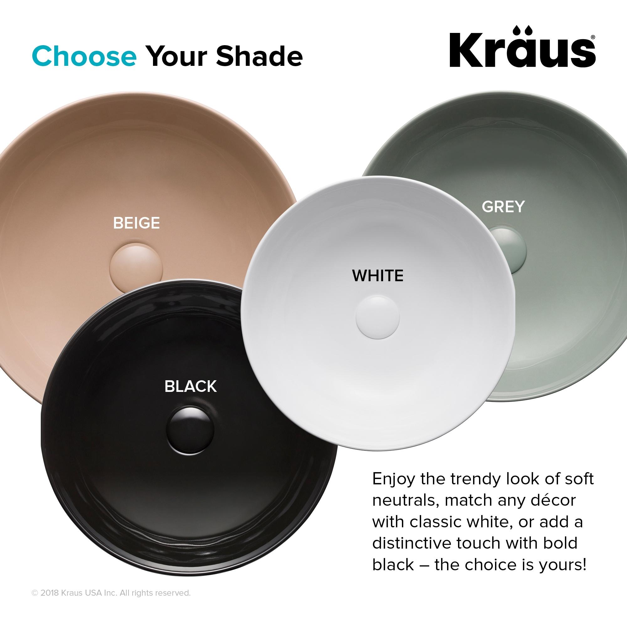 KRAUS Viva™ Thin Ceramics Vessel Bathroom Sink with Pop-Up Drain