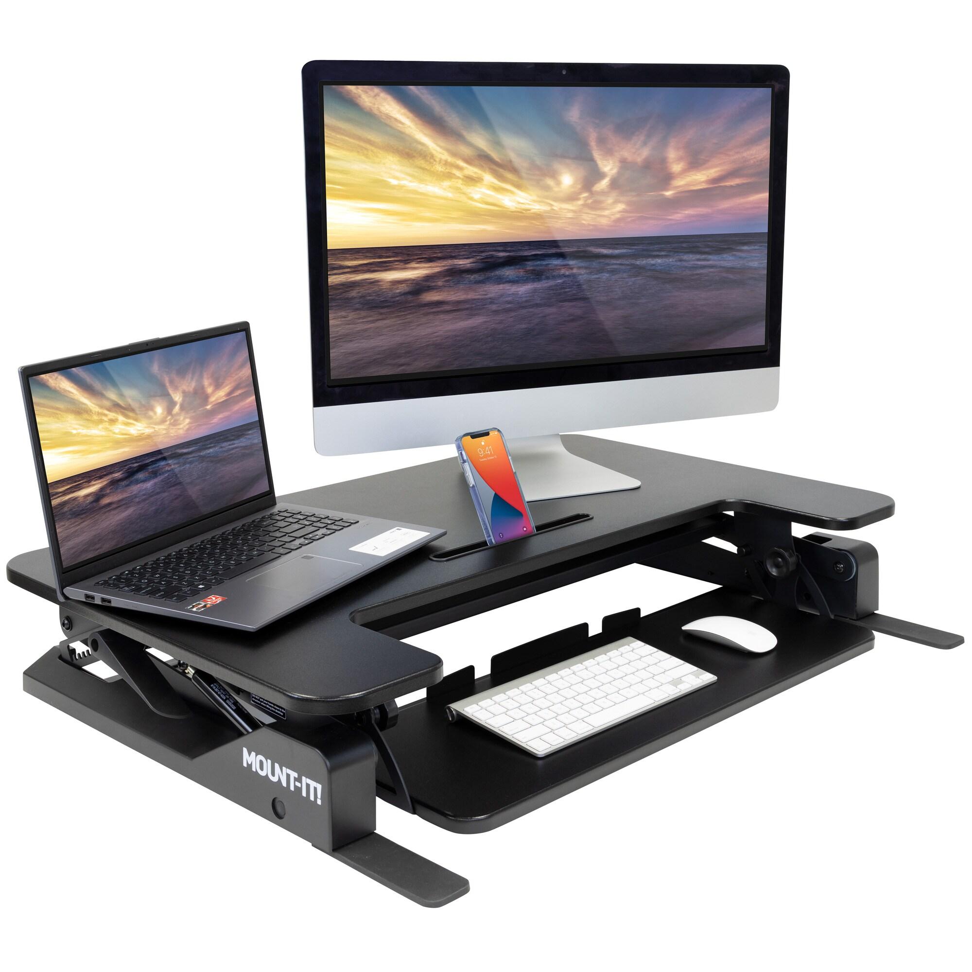 Mount-It! Standing Desk Converter, Height Adjustable Stand Up Desk, 36 Inch Sit Stand Workstation