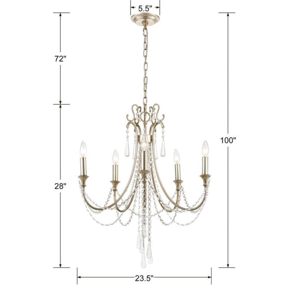 Crystorama Lighting Group Arc-1905-Cl-Mwp Arcadia 5 Light 24" Wide Crystal Candle Style