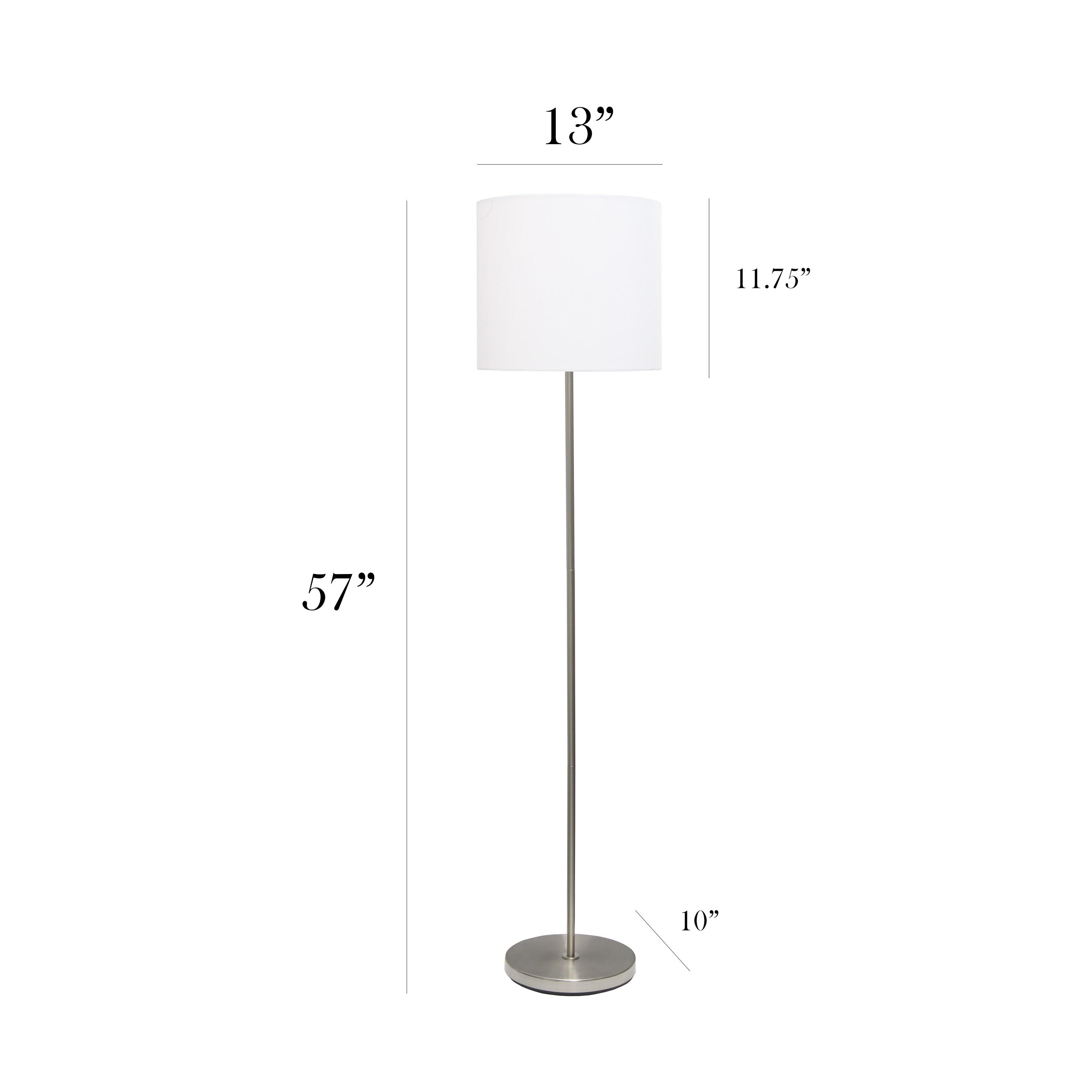 Drum Shade Floor Lamp White - Simple Designs: Brushed Nickel, Modern Style, ETL Listed