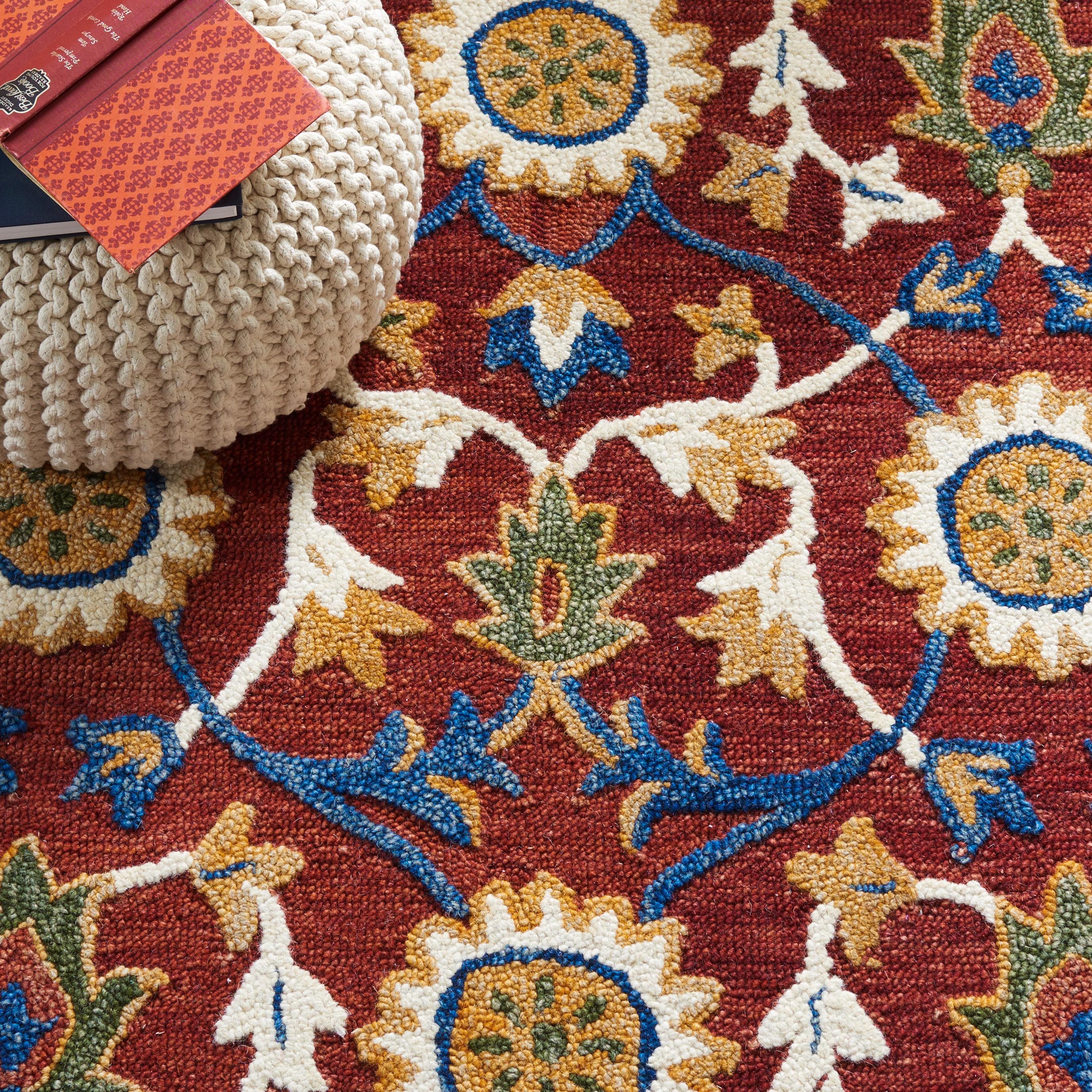 Blossom BLM564 Hand Tufted Area Rug - Rust/Blue - 4'x6' - Safavieh.