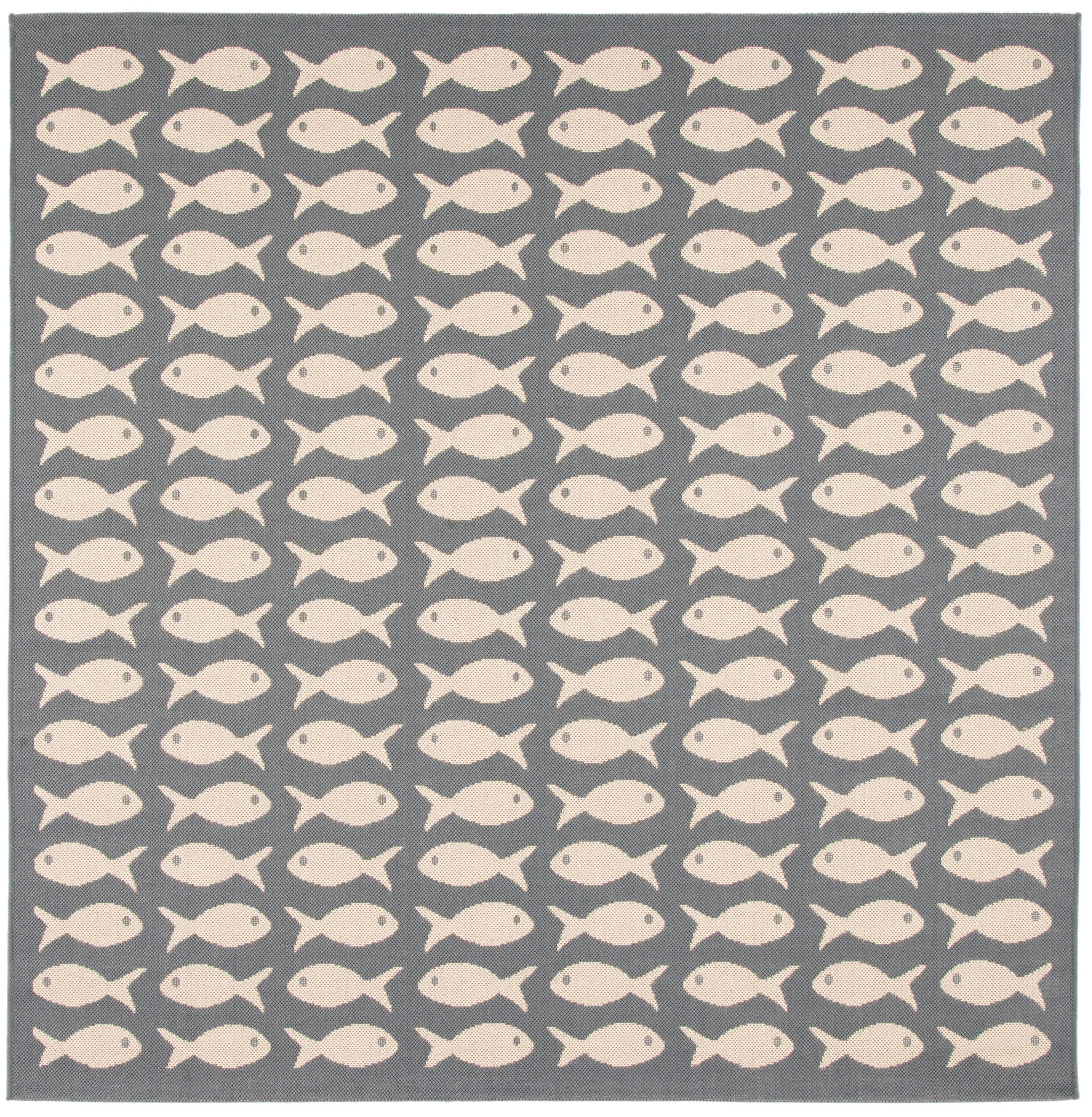 Courtyard CY6013 Power Loomed Indoor and Outdoor Area Rug - Grey/Beige - 6'7"x6'7" - Safavieh