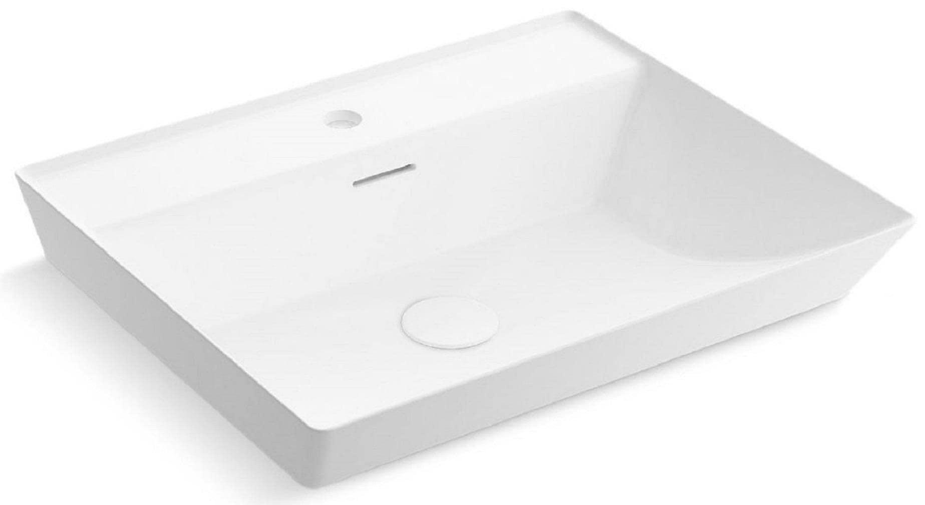 White Ceramic Rectangular Vessel Bathroom Sink