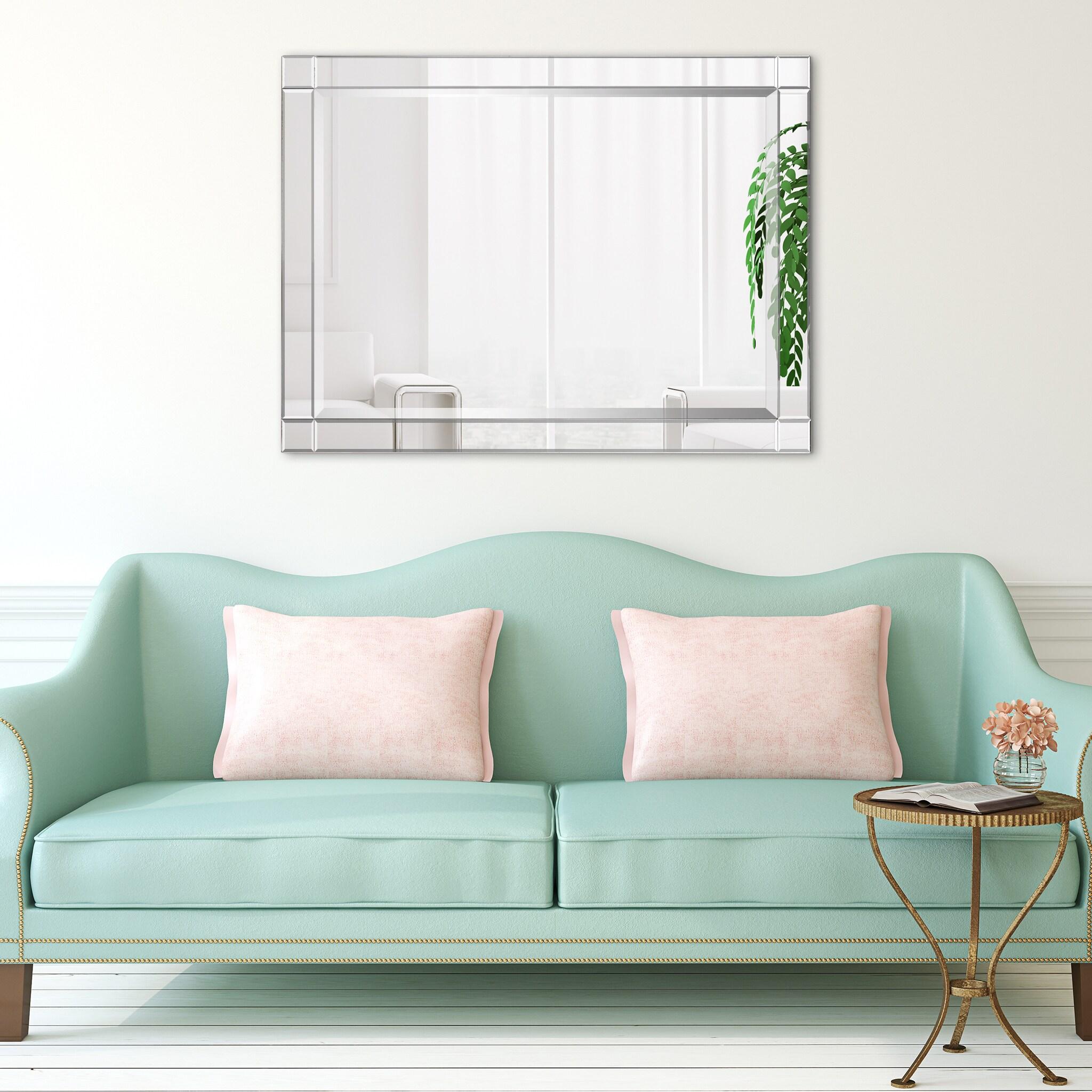 Empire Art Direct Moderno Squared Corner Beveled Rectangle Wall Mirror, Solid Wood Frame, 1"-Beveled Center Mirror, Ready to Hang - Clear 30 in. x 40