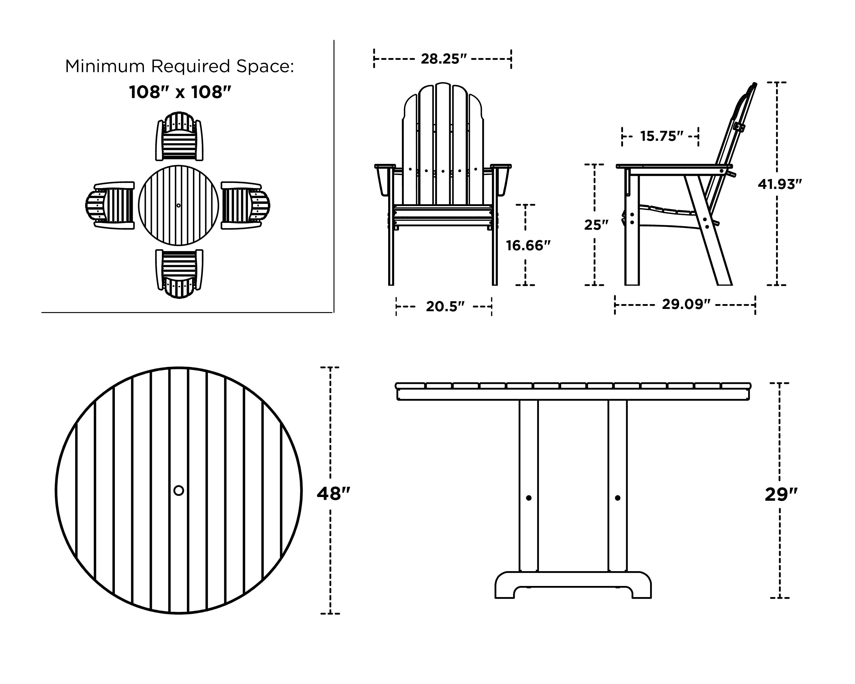 Highwood's 48" Round 5-pc Hamilton Dining Set - Dining Height, Outdoor, Eco-friendly, Synthetic Wood