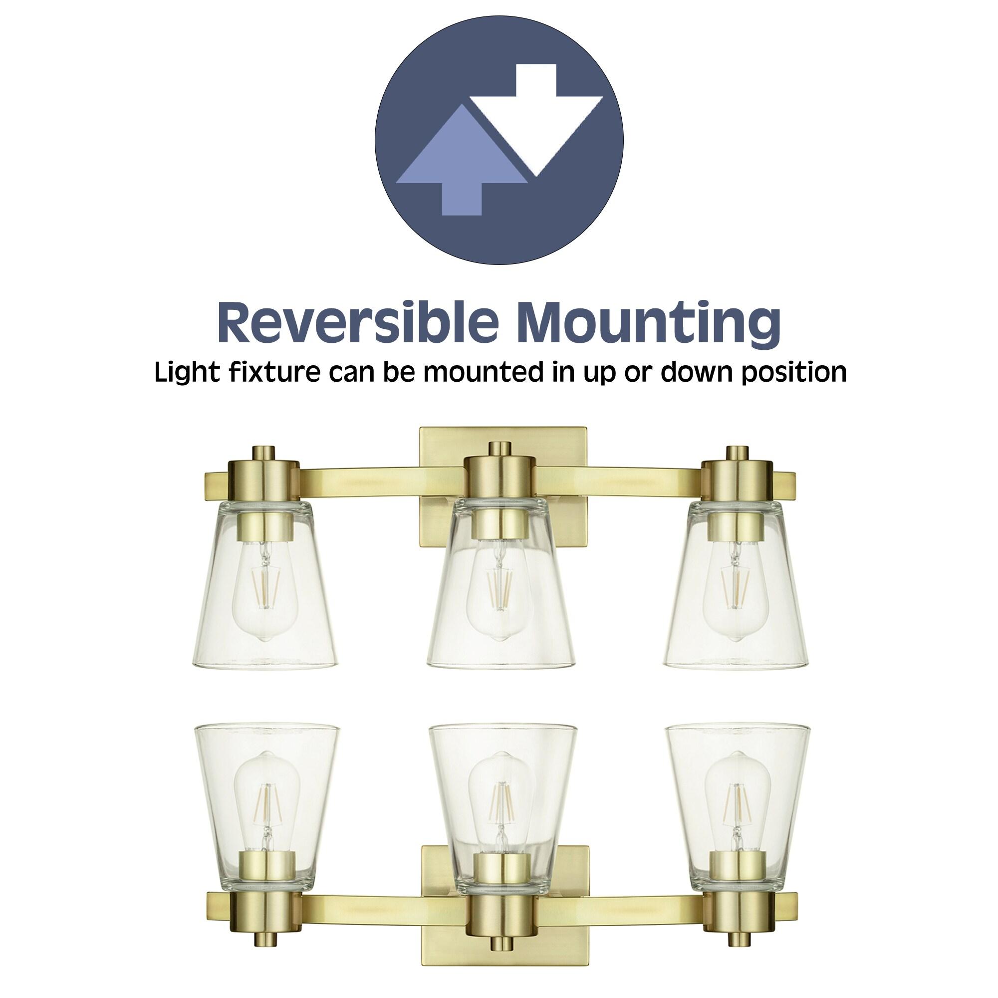 Prominence Home Fairendale 3-Light Soft Gold Bathroom Vanity Light with Clear Glass Shade