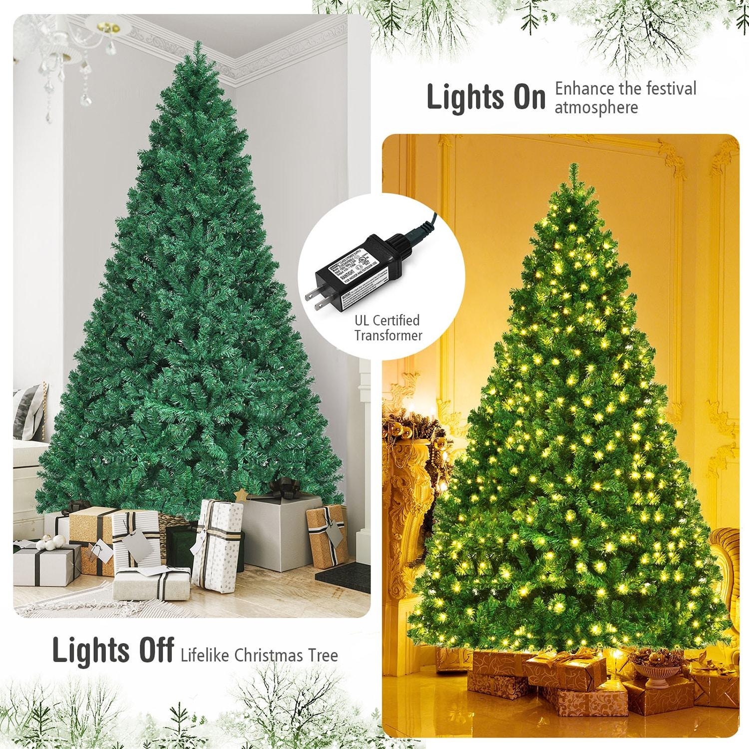 8FT Pre lit Christmas Tree, Bringstar Artificial Trees 1460 Premium PVC Branches, 500 Lights, Hinged