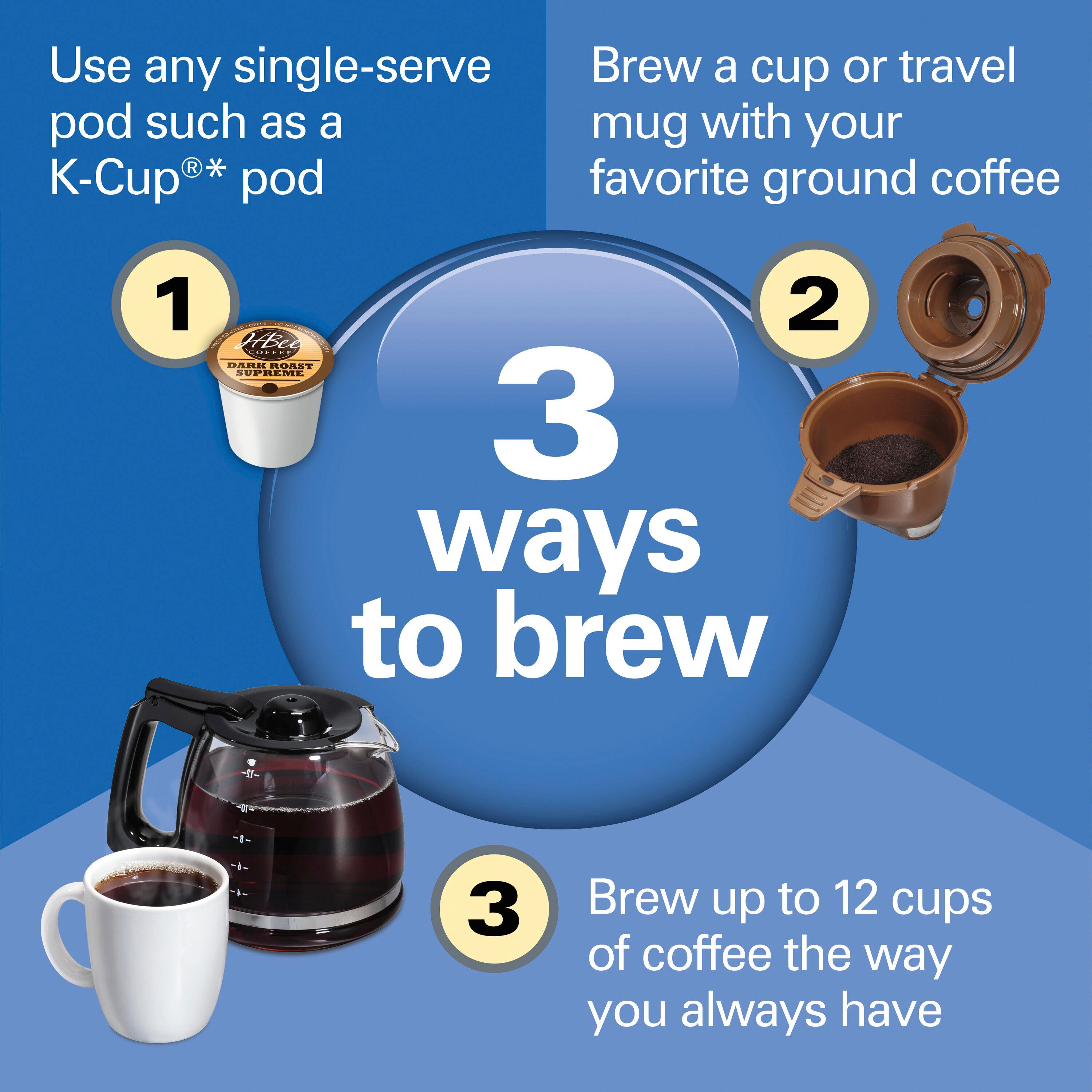 Hamilton Beach® FlexBrew® Trio 2-Way Coffee Maker, Single Serve & Full 12-Cup Pot, Compatible with K-Cup Pods or Grounds